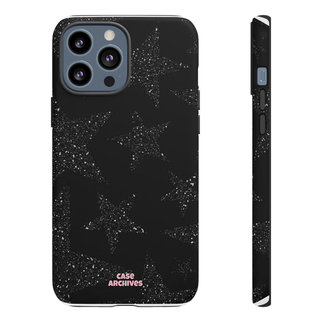 Glitter Star Tough Case — Black Sparkle Phone Protection