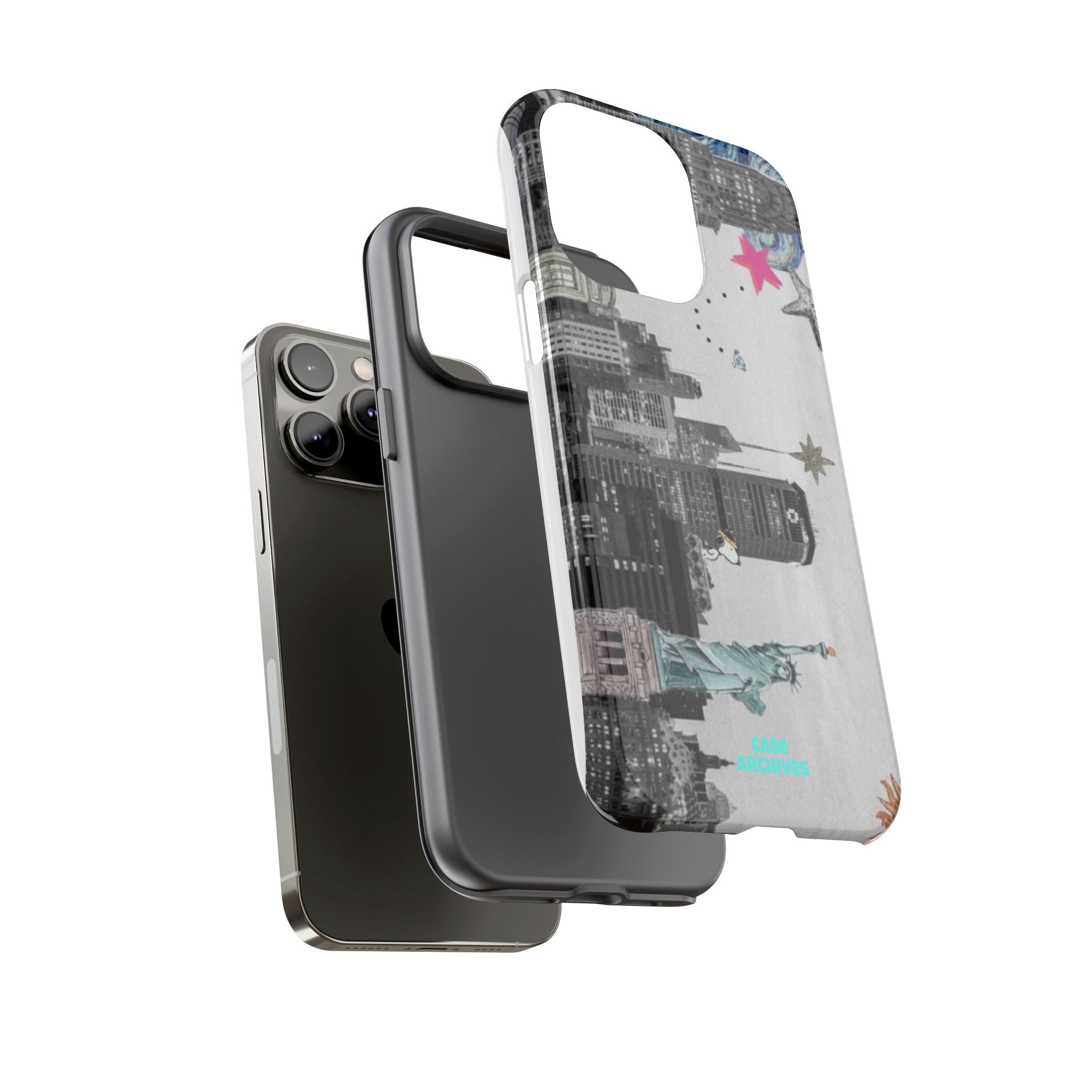 City Skyline Tough Phone Case – Statue of Liberty Urban Art Protective Cover