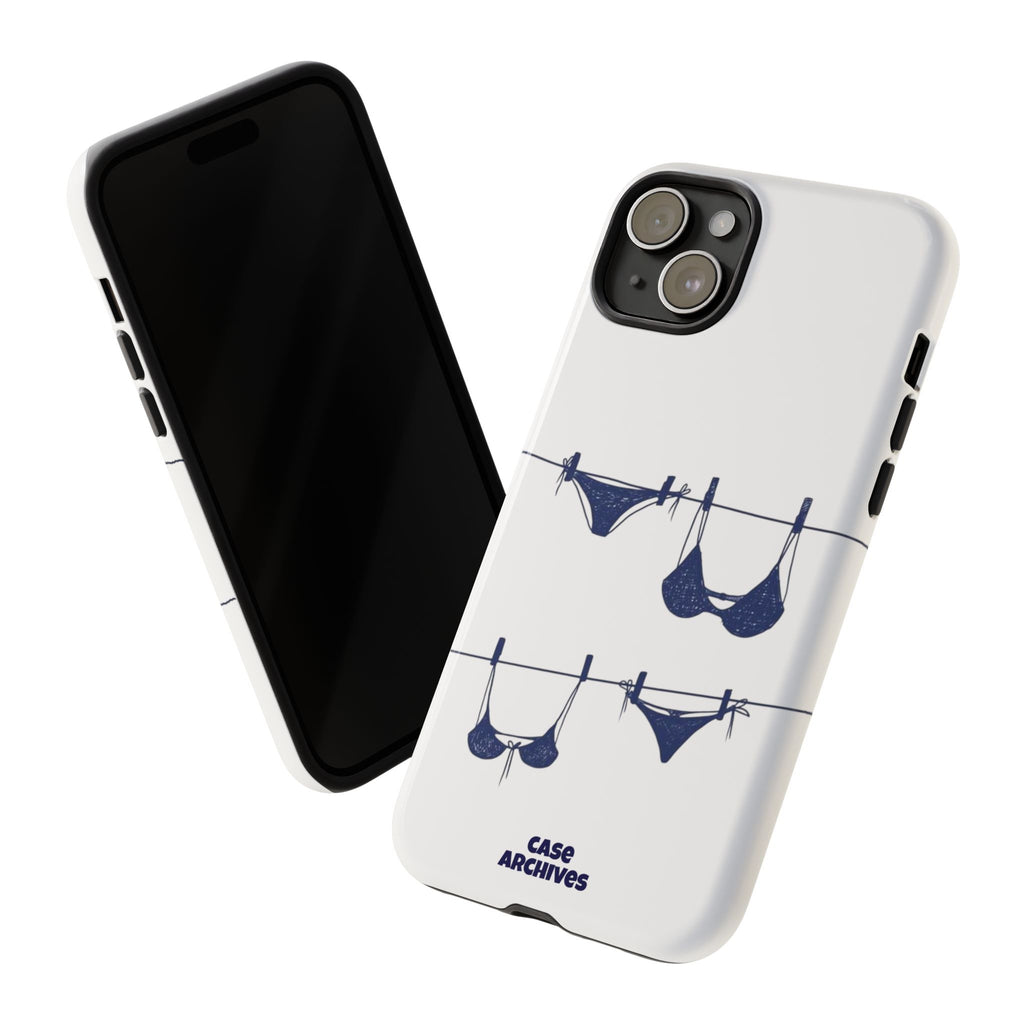 Phone Case — Blue swimsuit Clothesline Illustration Protective Cover
