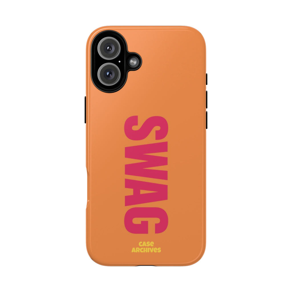 SWAG vertical text Tough Case | orange phone case, bold typography