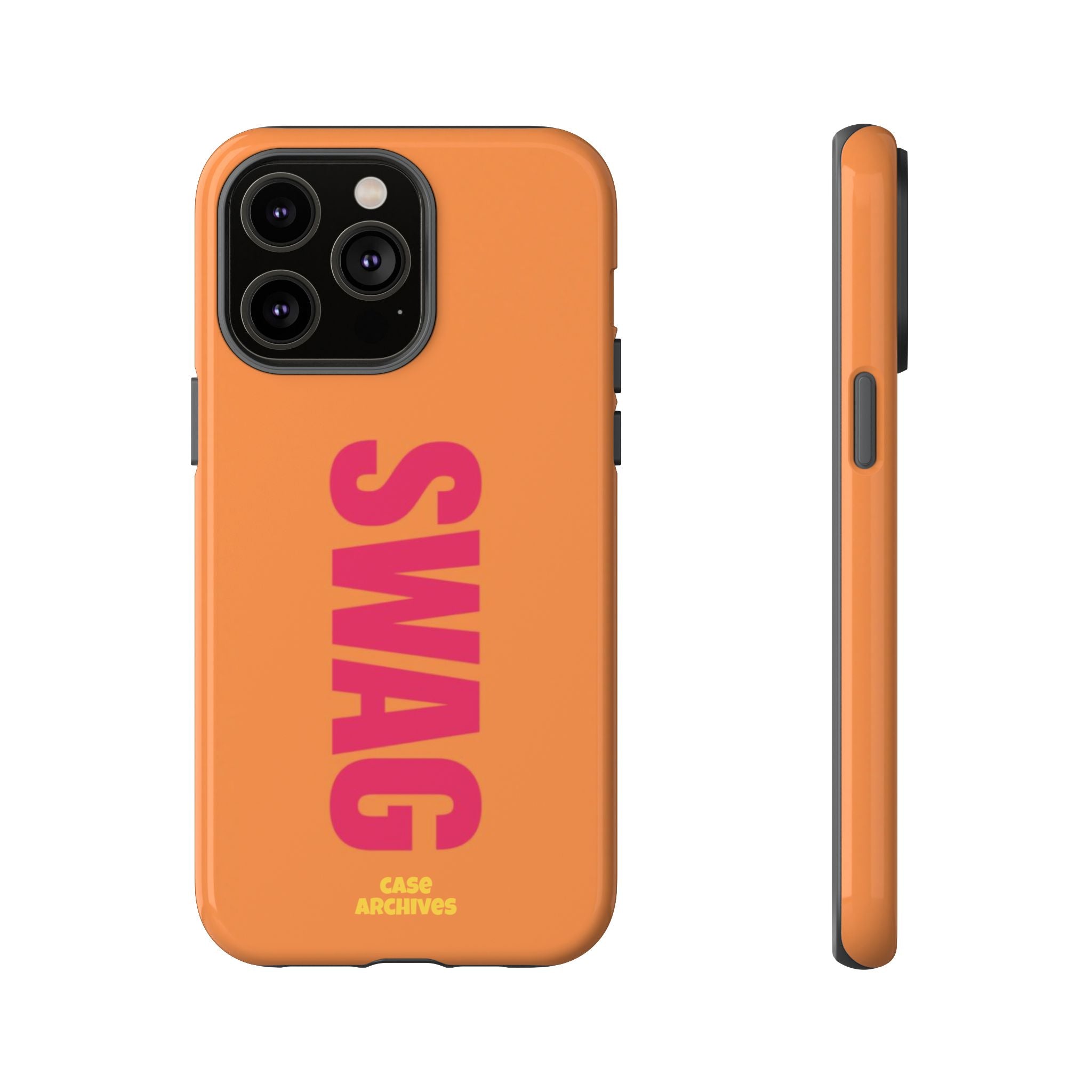 SWAG vertical text Tough Case | orange phone case, bold typography