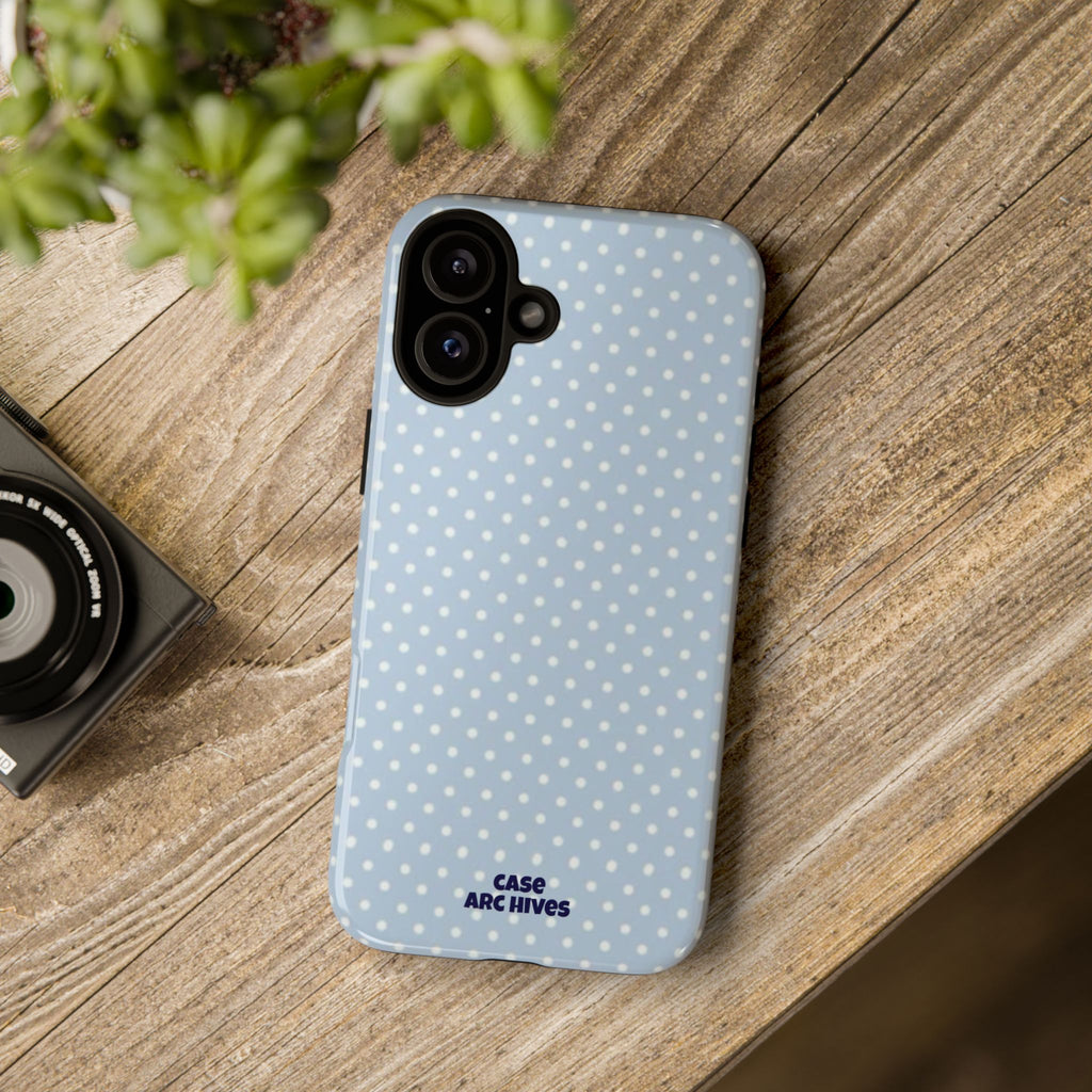 Pastel Blue Polka Dot Tough Phone Case — Protective iPhone Cover