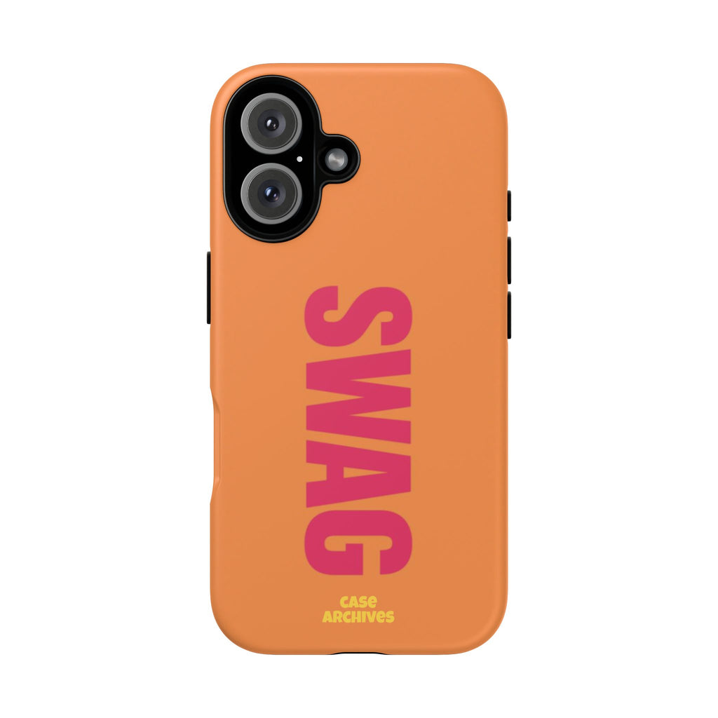 SWAG vertical text Tough Case | orange phone case, bold typography