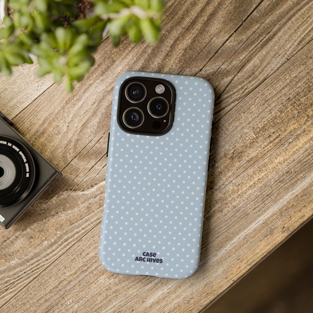 Pastel Blue Polka Dot Tough Phone Case — Protective iPhone Cover