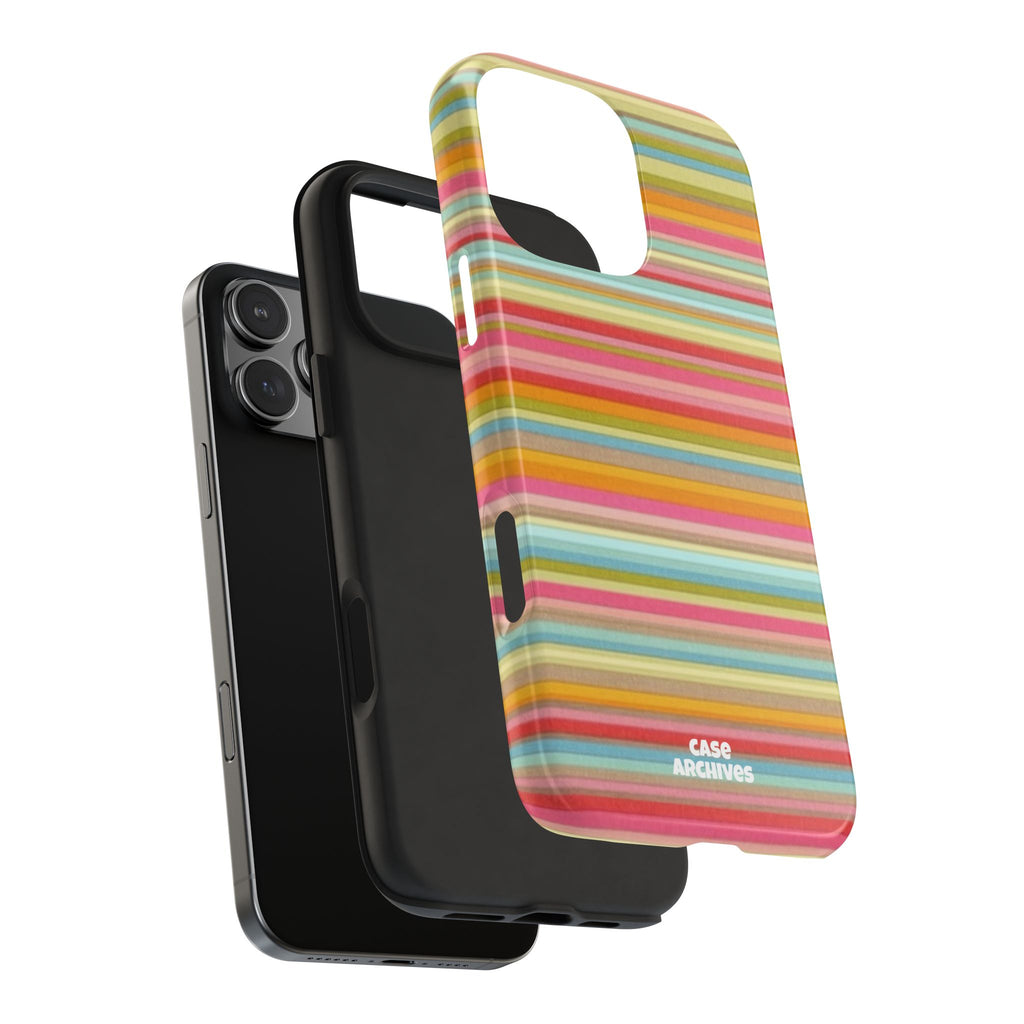 Tough Phone Case — Colorful Retro Striped Protective Cover