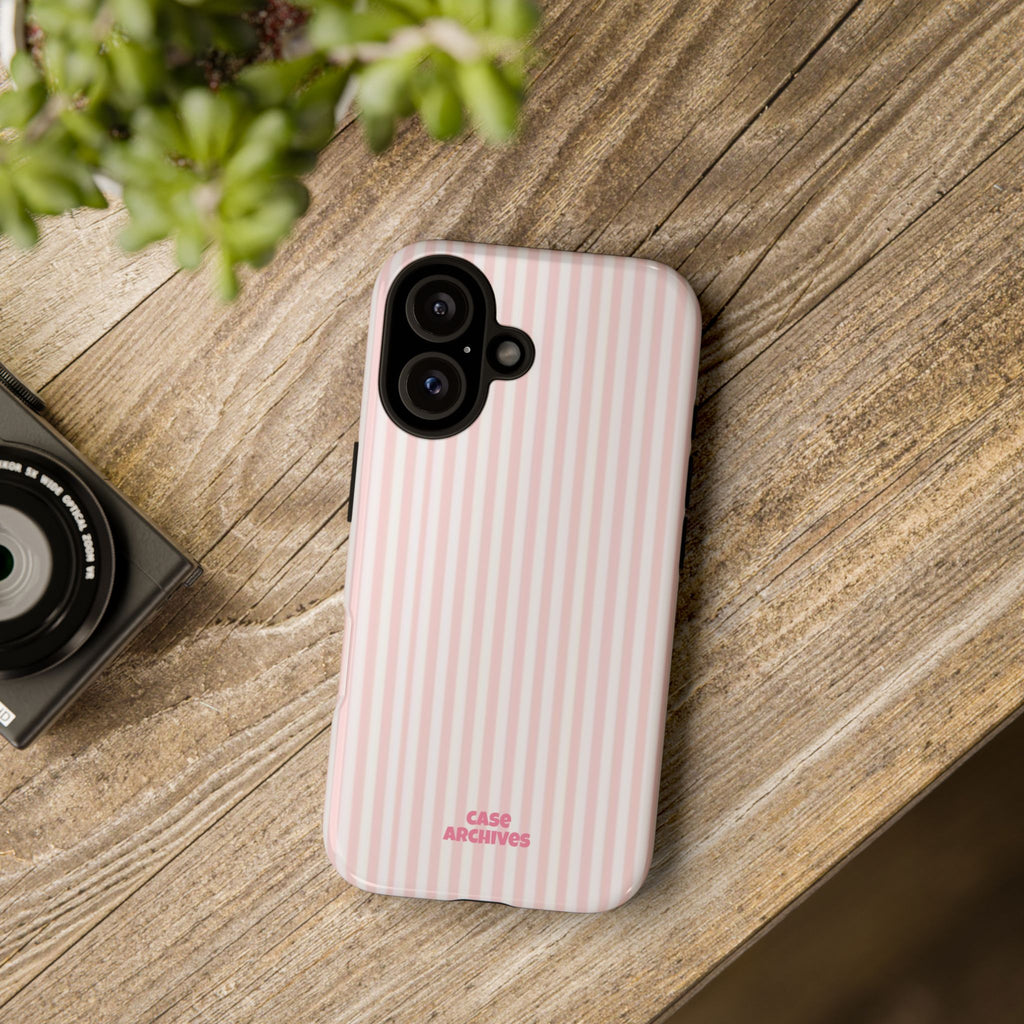 Pink Pastel Stripe Tough Phone Case — Protective iPhone Cover