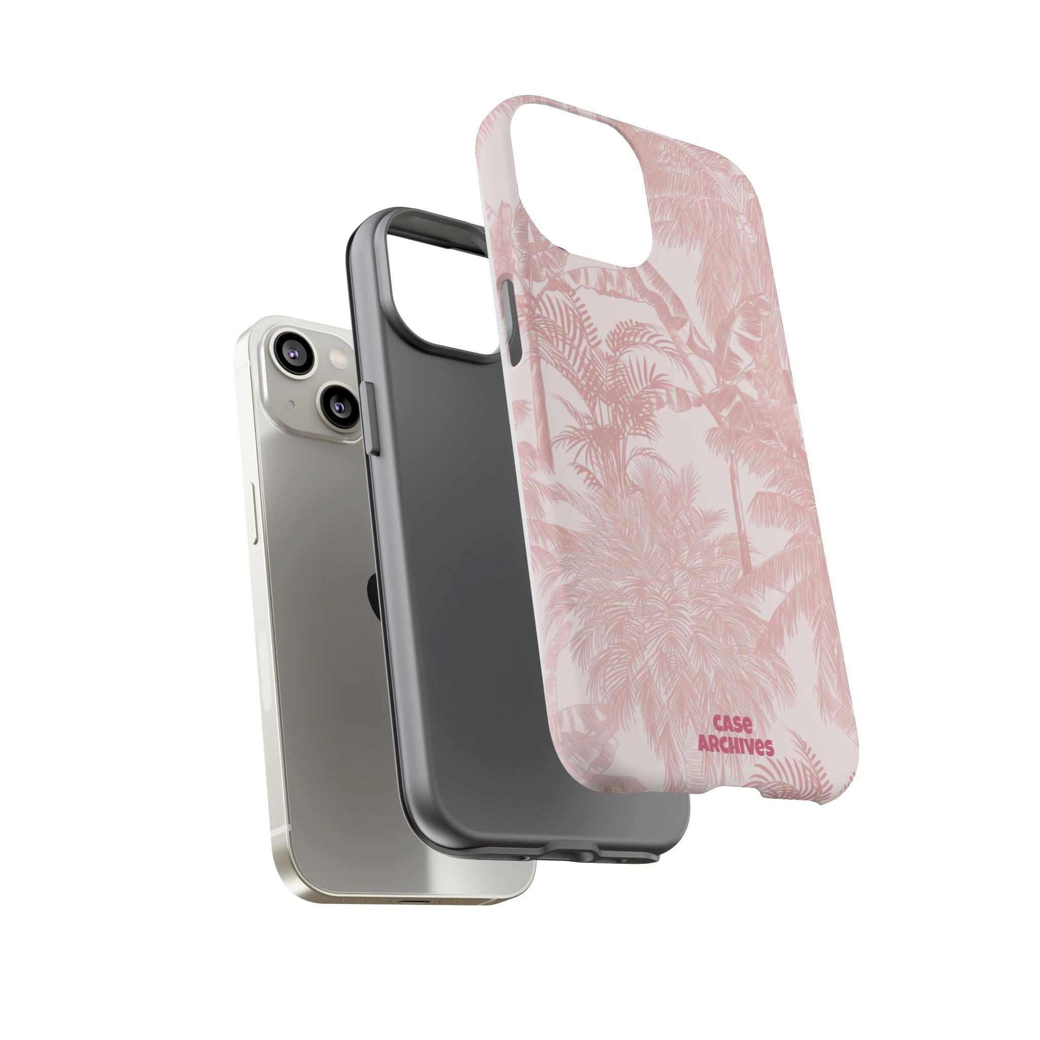 Pink Tropical Palm Tough Phone Case — Protective Floral iPhone Cover