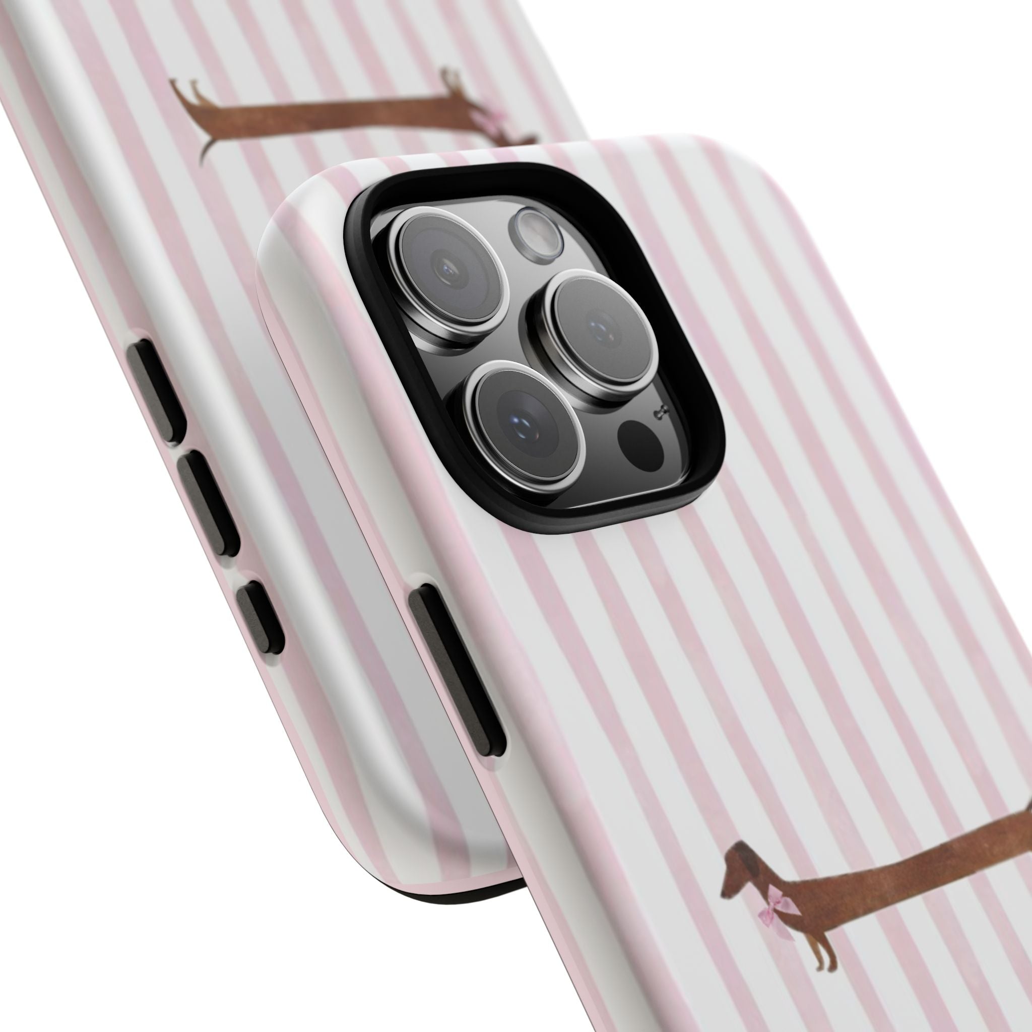 Dachshund Stripe Phone Case — Cute Pink Wiener Dog Protective Case