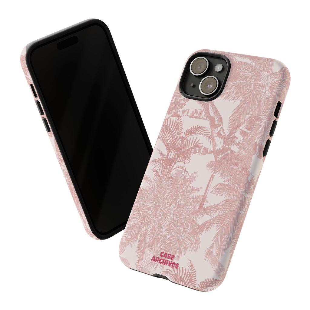 Pink Tropical Palm Tough Phone Case — Protective Floral iPhone Cover