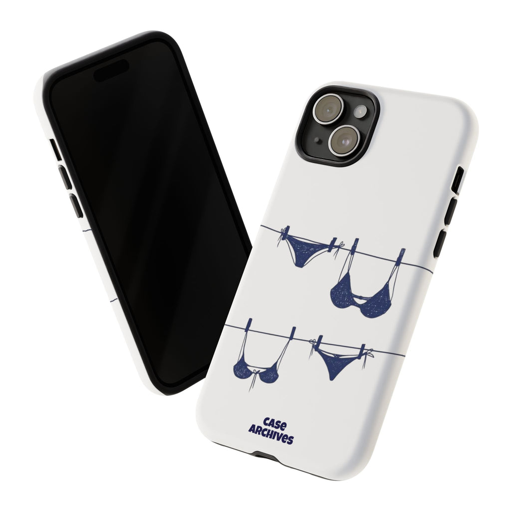Phone Case — Blue swimsuit Clothesline Illustration Protective Cover