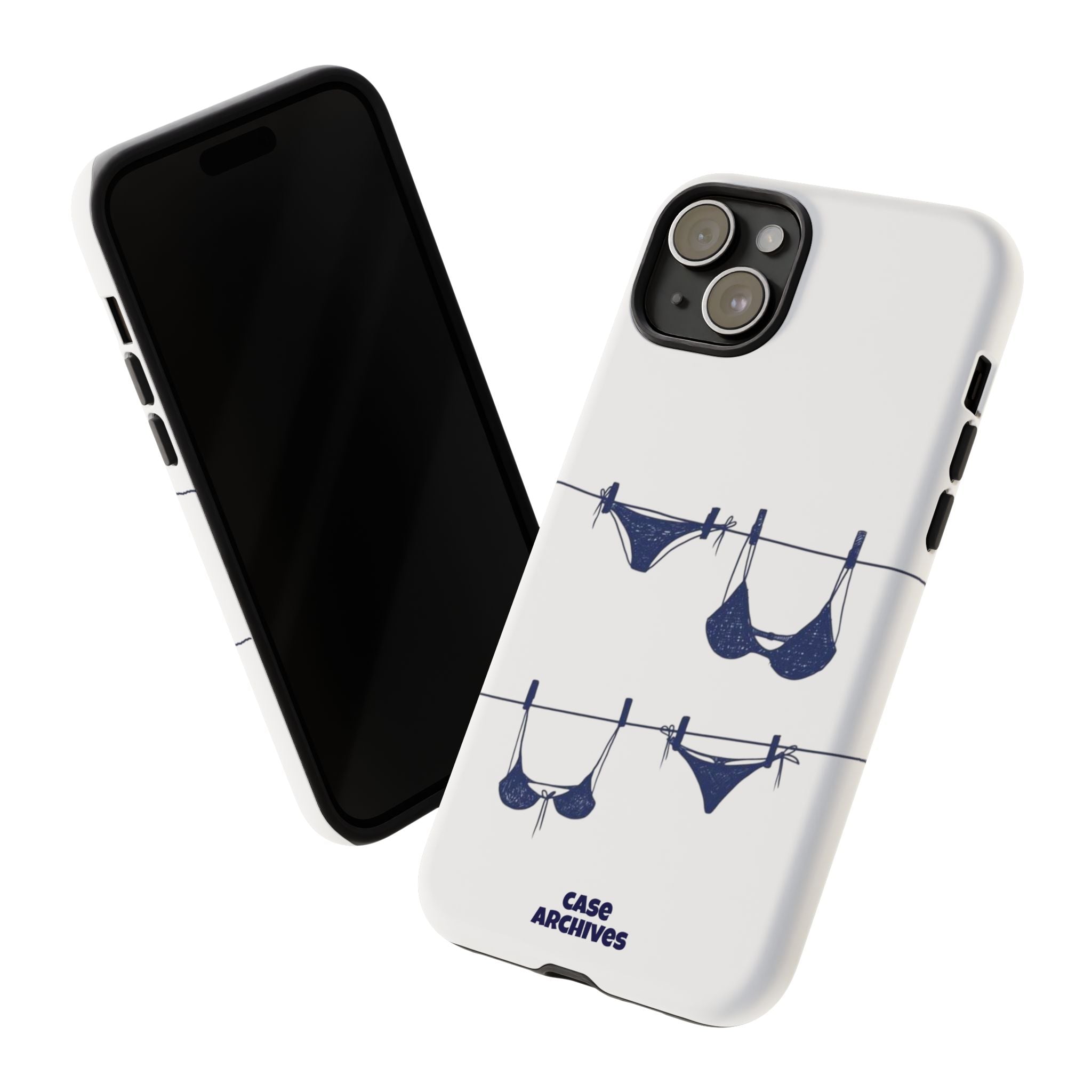 Phone Case — Blue swimsuit Clothesline Illustration Protective Cover