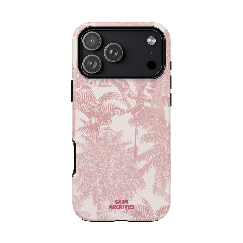 Pink Tropical Palm Tough Phone Case — Protective Floral iPhone Cover