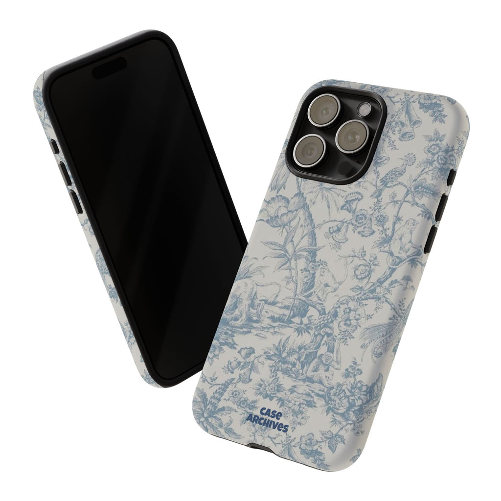 Toile Floral Tough Phone Case — Blue Vintage Botanical iPhone Protection
