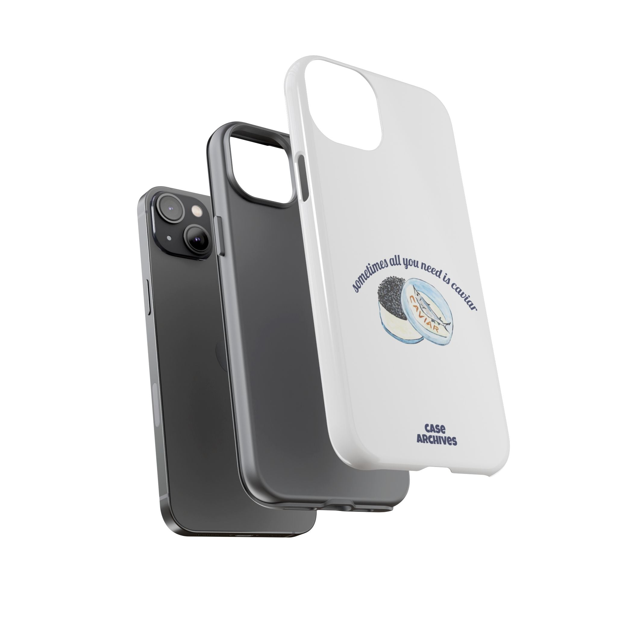 Caviar Illustration Phone Case — "sometimes all you need is caviar" Protective Hard Case