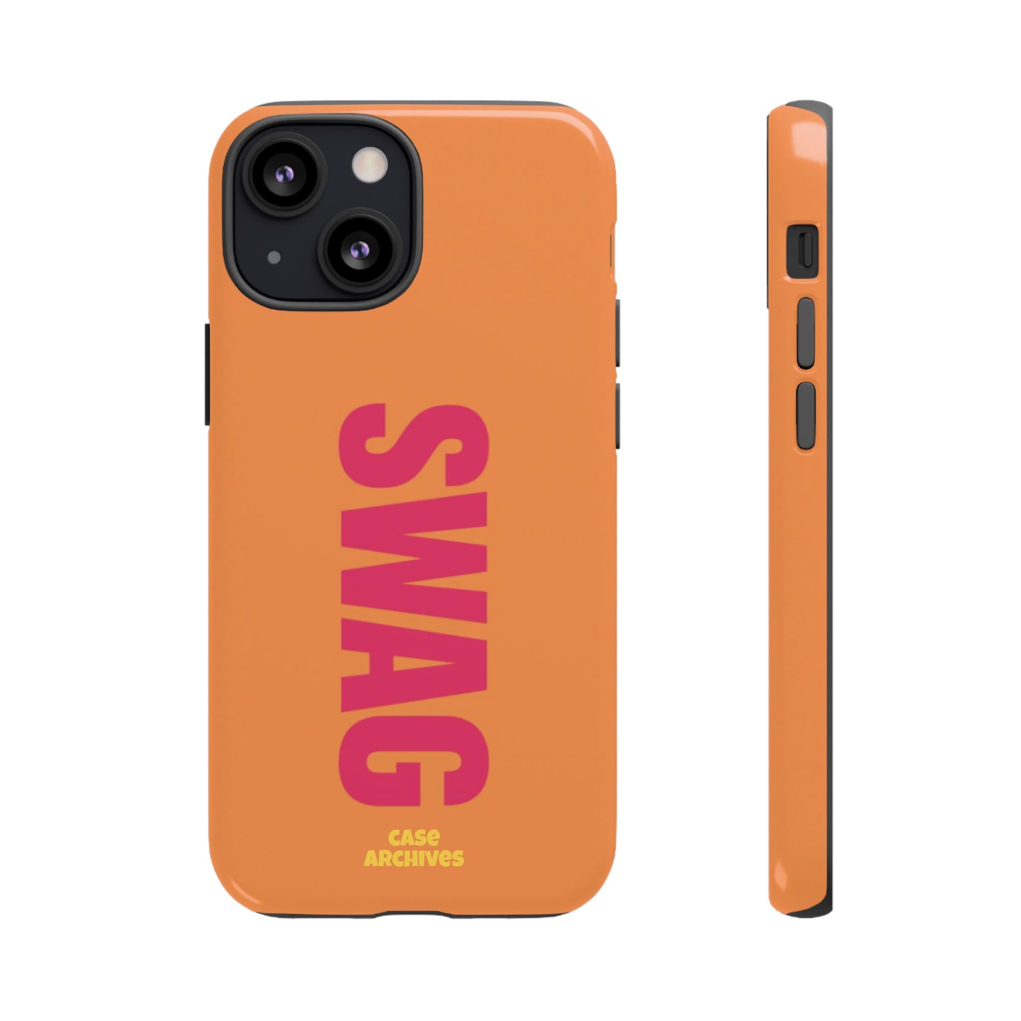 SWAG vertical text Tough Case | orange phone case, bold typography