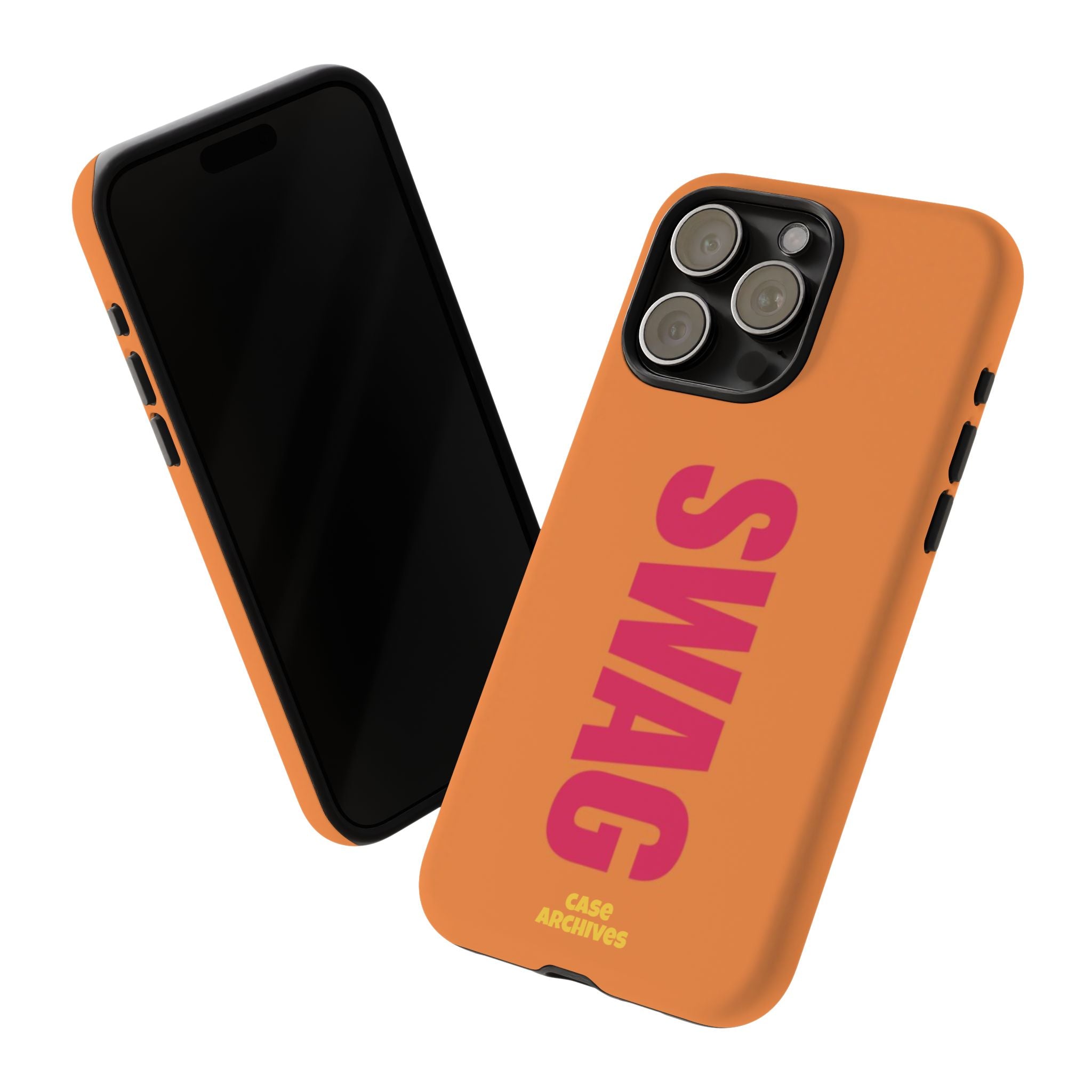 SWAG vertical text Tough Case | orange phone case, bold typography
