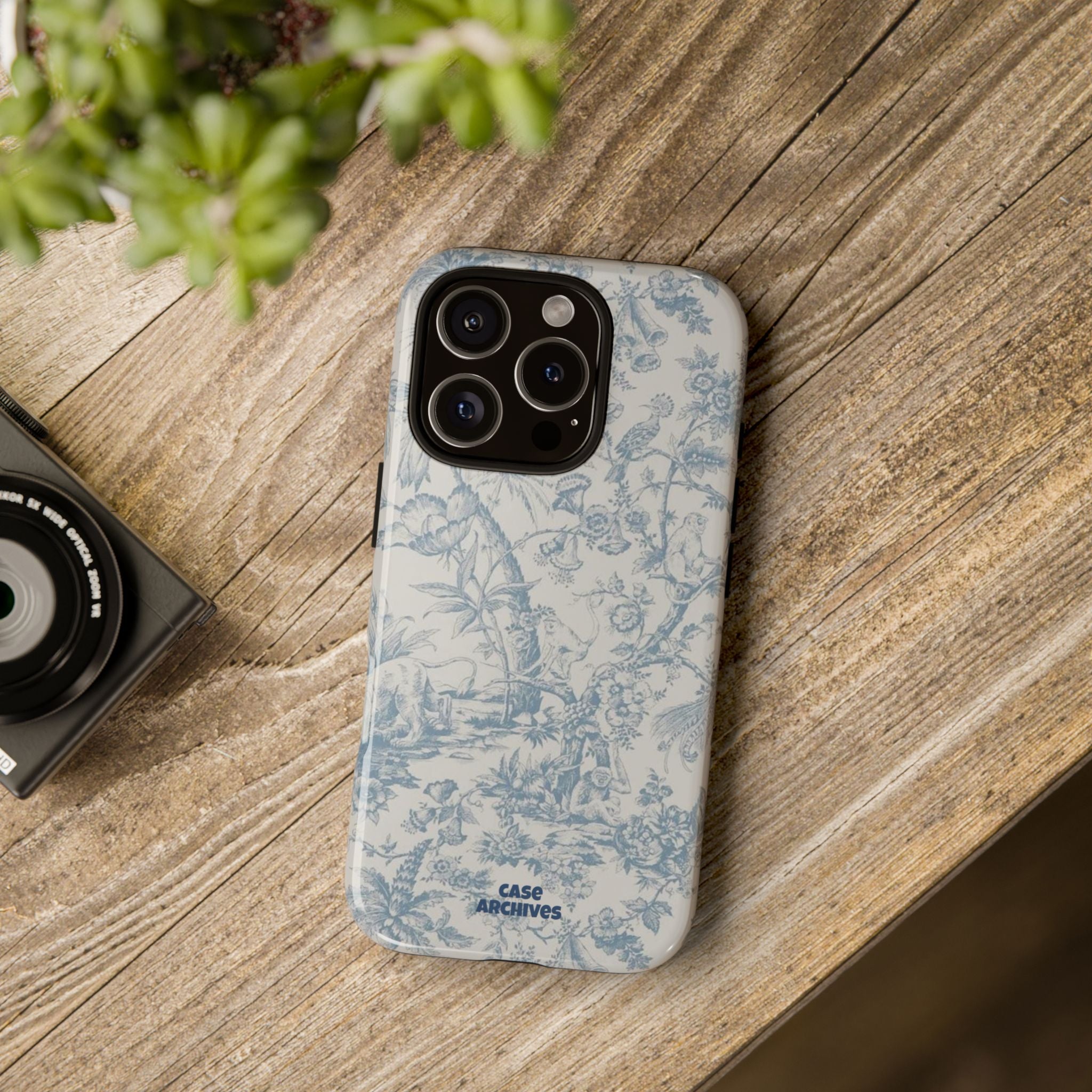 Toile Floral Tough Phone Case — Blue Vintage Botanical iPhone Protection