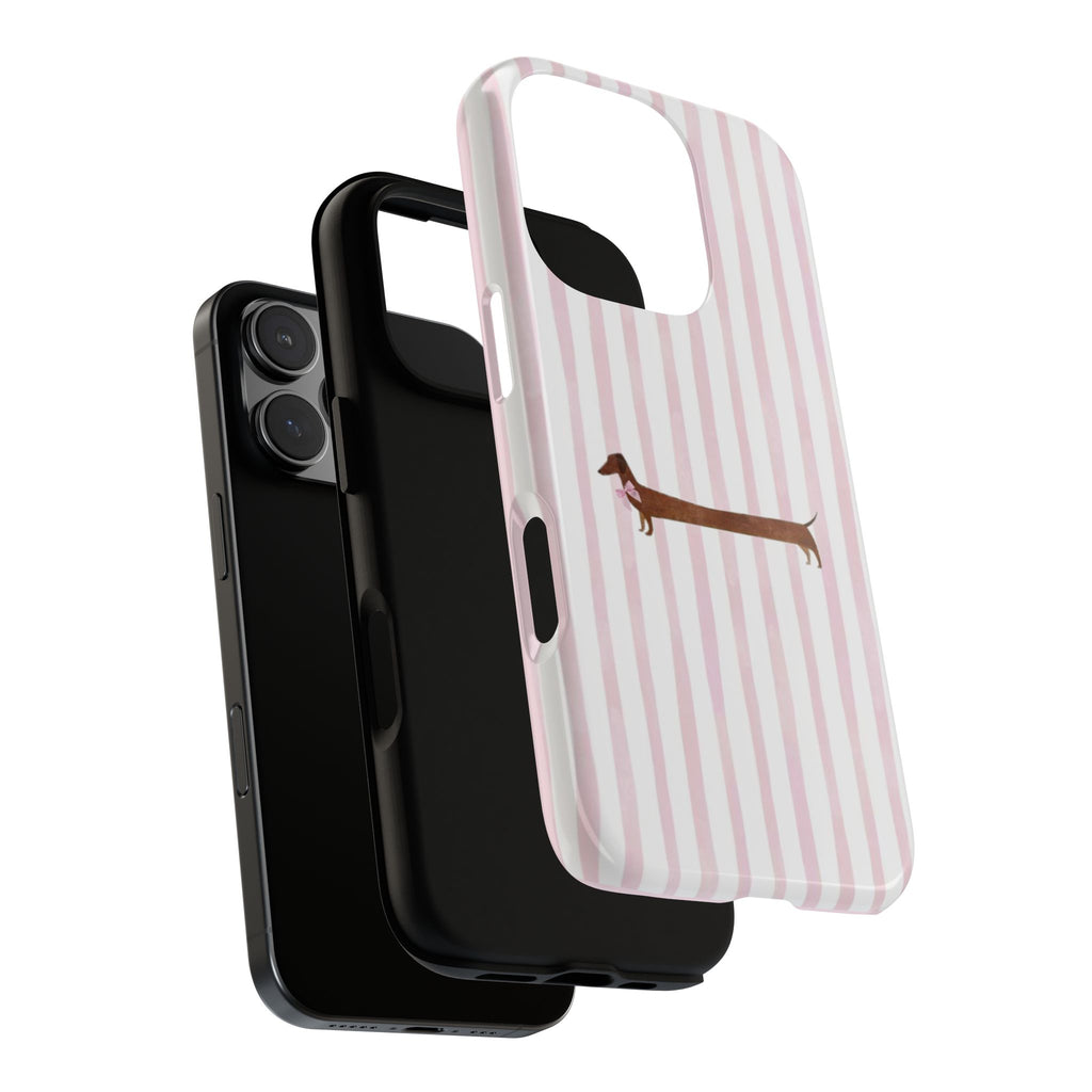 Dachshund Stripe Phone Case — Cute Pink Wiener Dog Protective Case