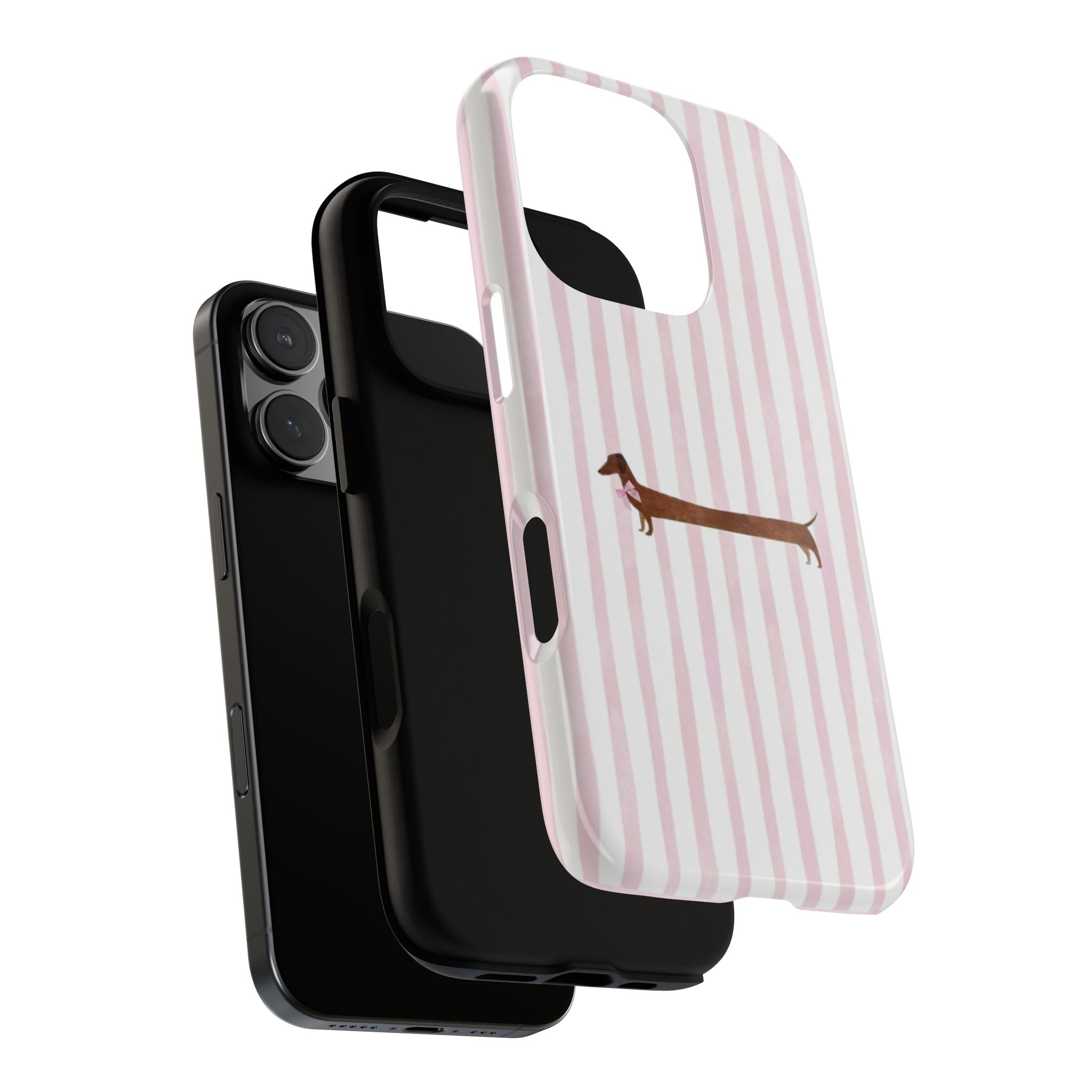 Dachshund Stripe Phone Case — Cute Pink Wiener Dog Protective Case