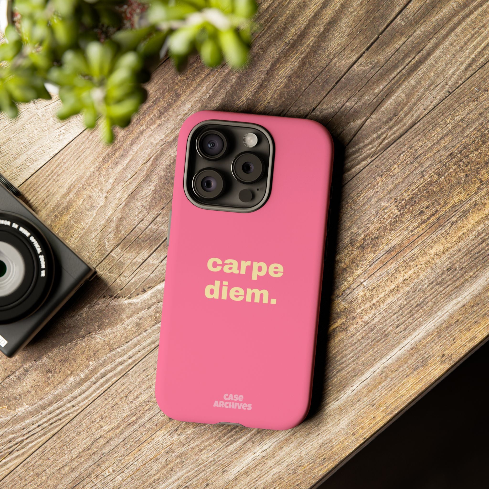 Pink "carpe diem." Tough Phone Case — Motivational Slim Protective Case