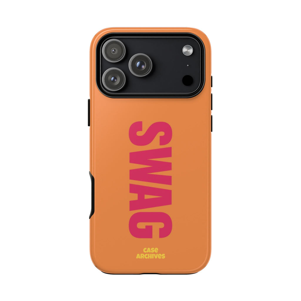 SWAG vertical text Tough Case | orange phone case, bold typography