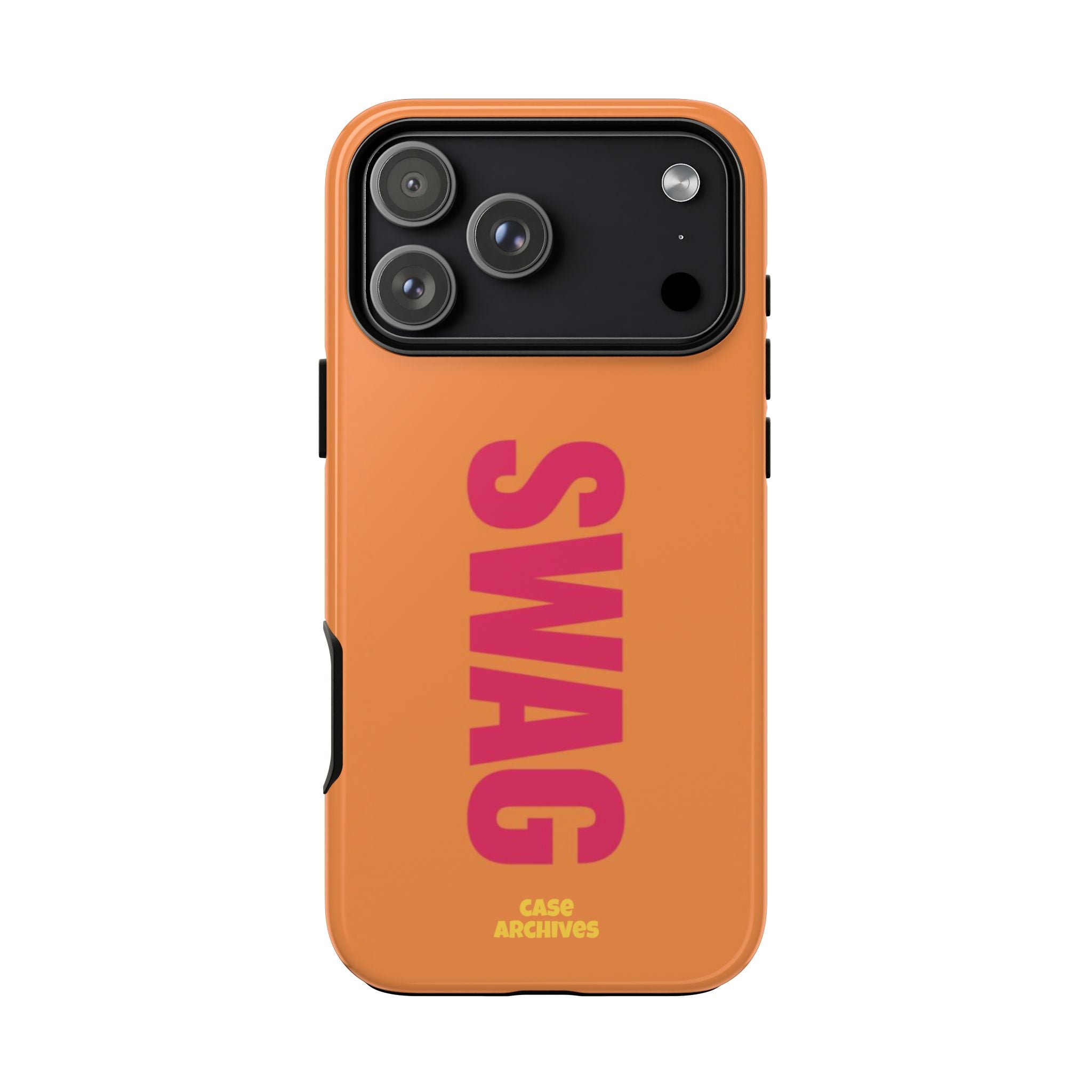 SWAG vertical text Tough Case | orange phone case, bold typography