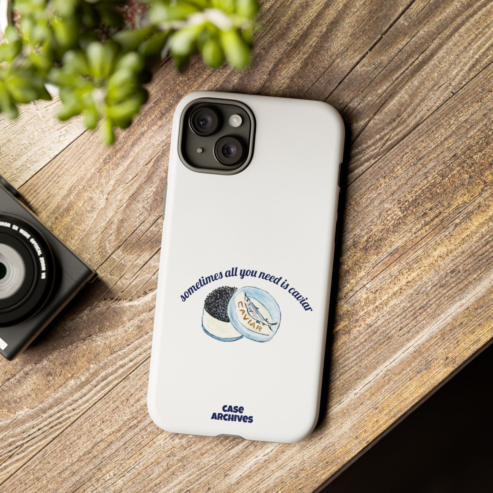 Caviar Illustration Phone Case — "sometimes all you need is caviar" Protective Hard Case