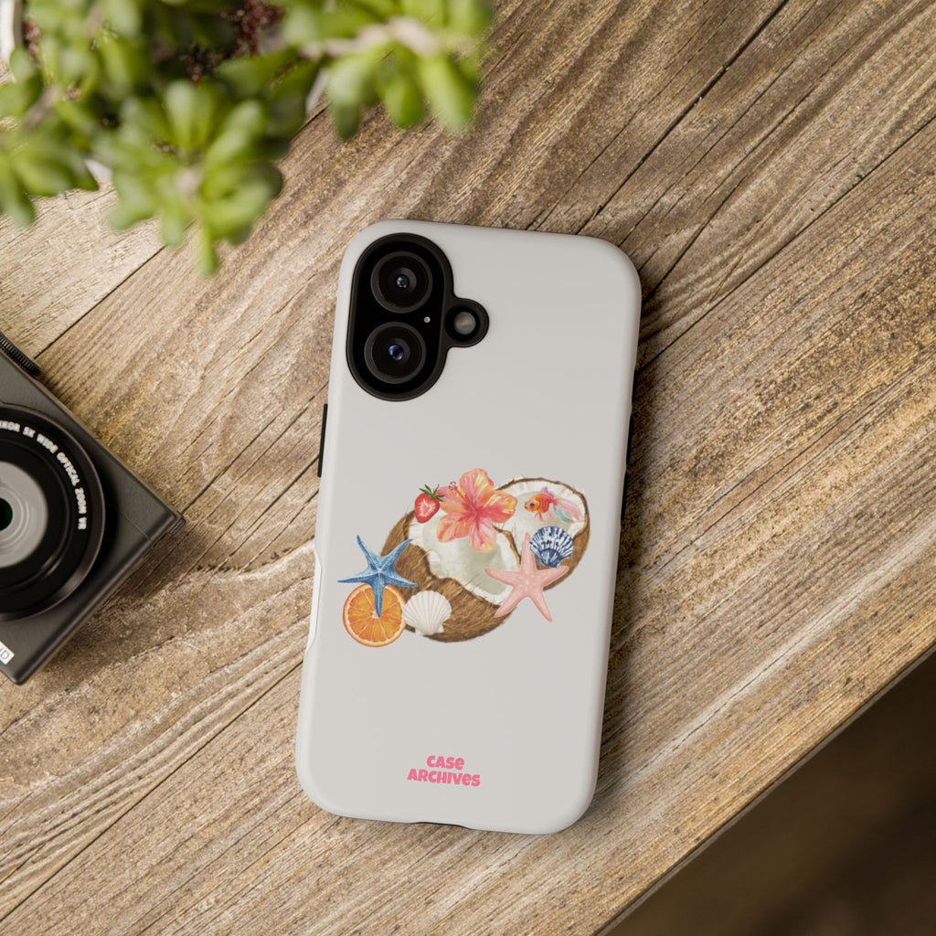 Beach Shells Tough Phone Case — Tropical Starfish & Hibiscus Design