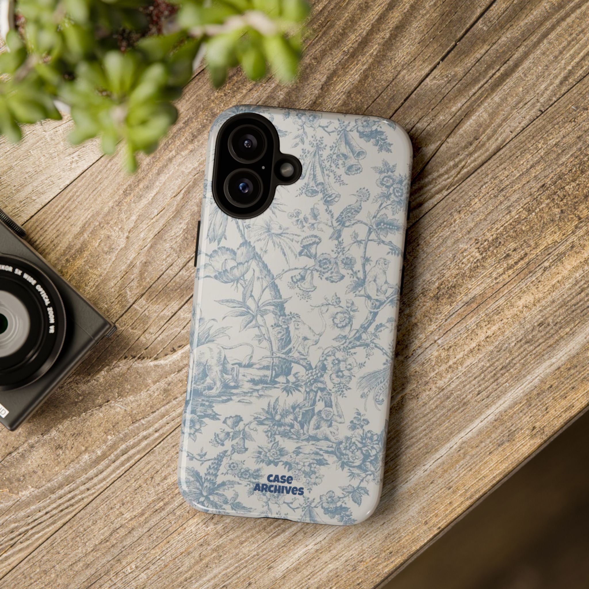 Toile Floral Tough Phone Case — Blue Vintage Botanical iPhone Protection