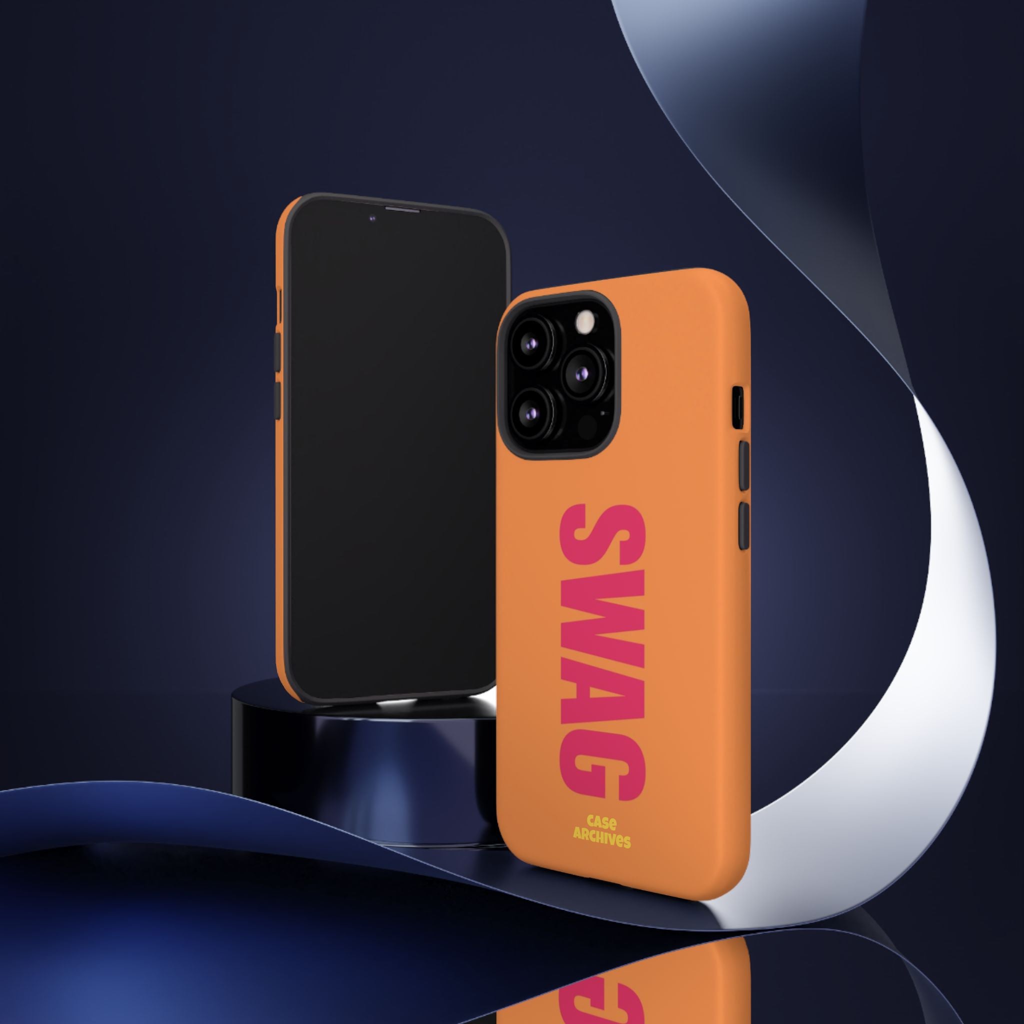 SWAG vertical text Tough Case | orange phone case, bold typography