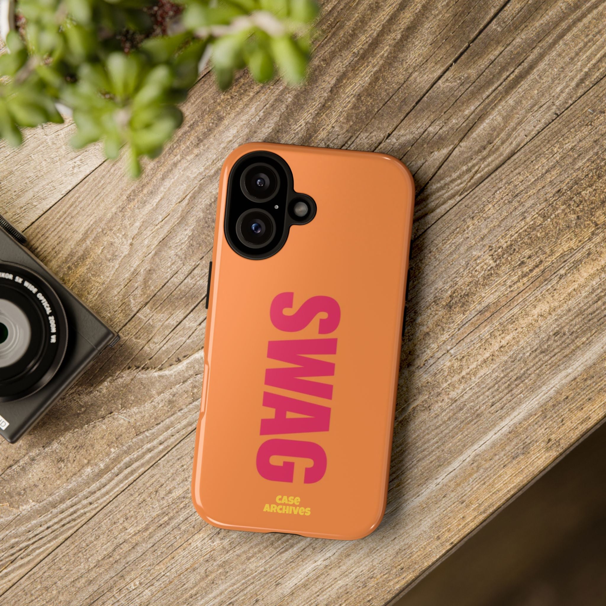 SWAG vertical text Tough Case | orange phone case, bold typography