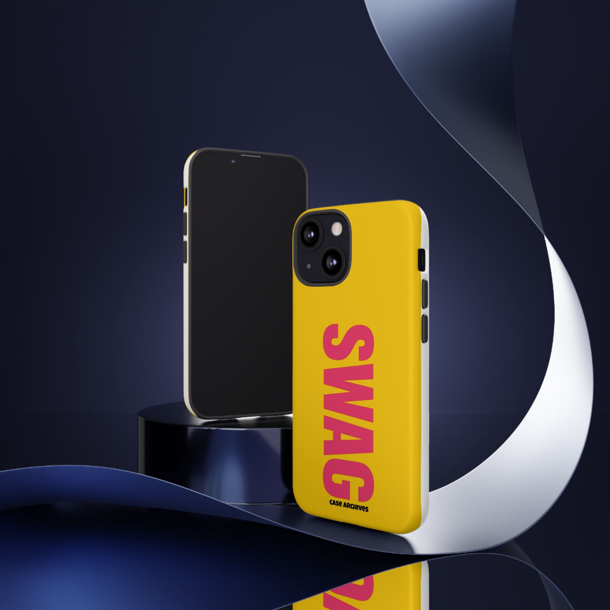 SWAG bold vertical text Phone Case | yellow pink typography