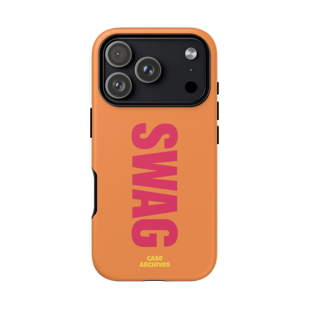 SWAG vertical text Tough Case | orange phone case, bold typography