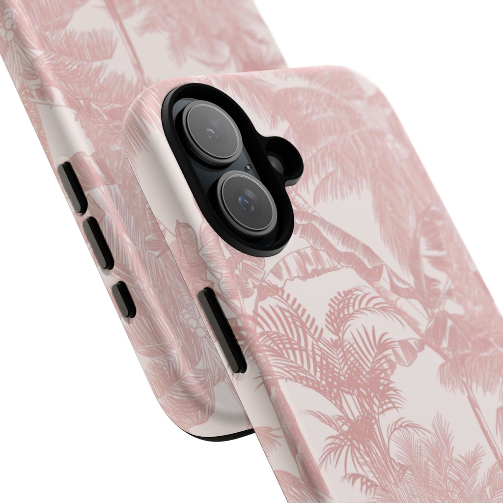 Pink Tropical Palm Tough Phone Case — Protective Floral iPhone Cover