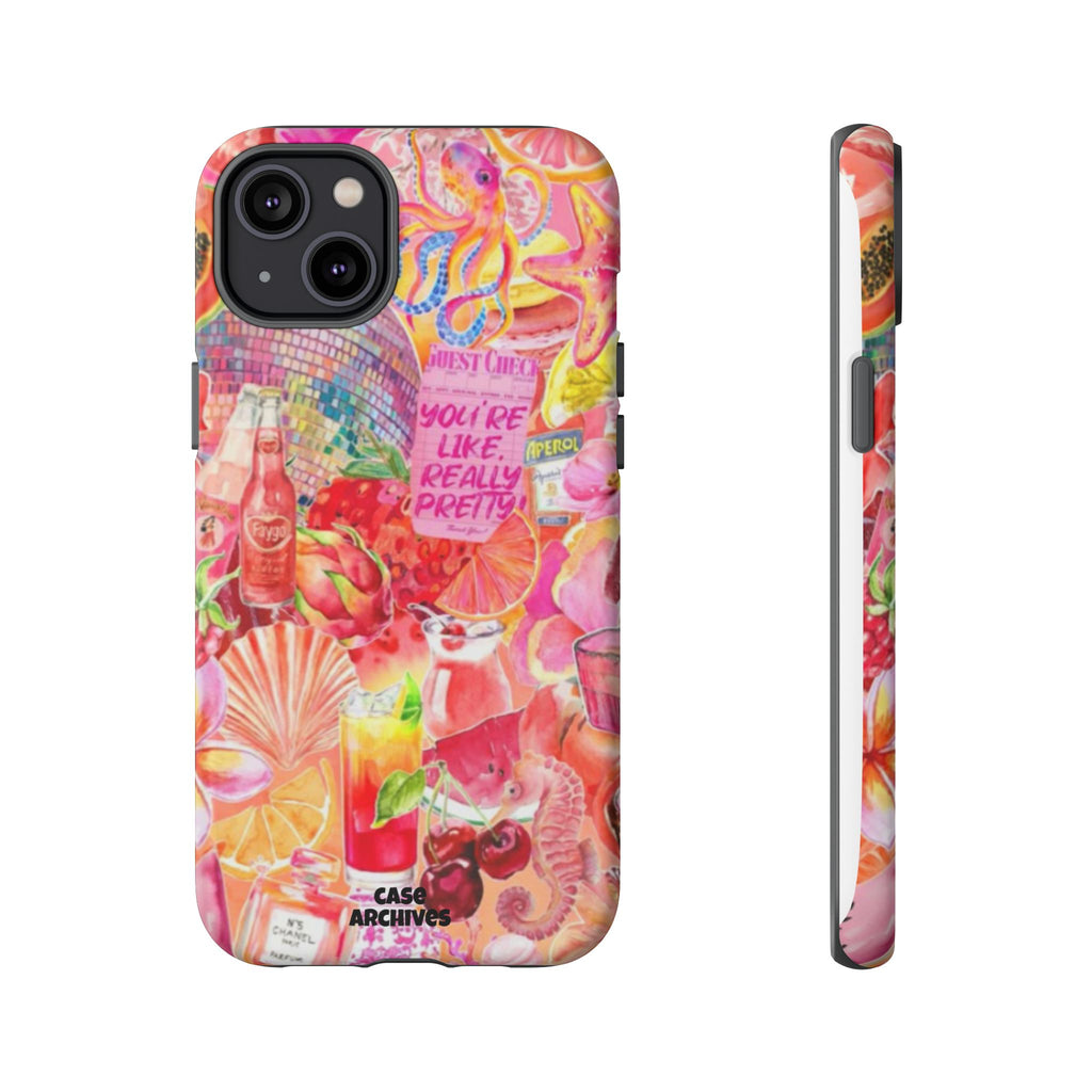 Phone Case — Pink Tropical Collage "You're Like, Really Pretty"