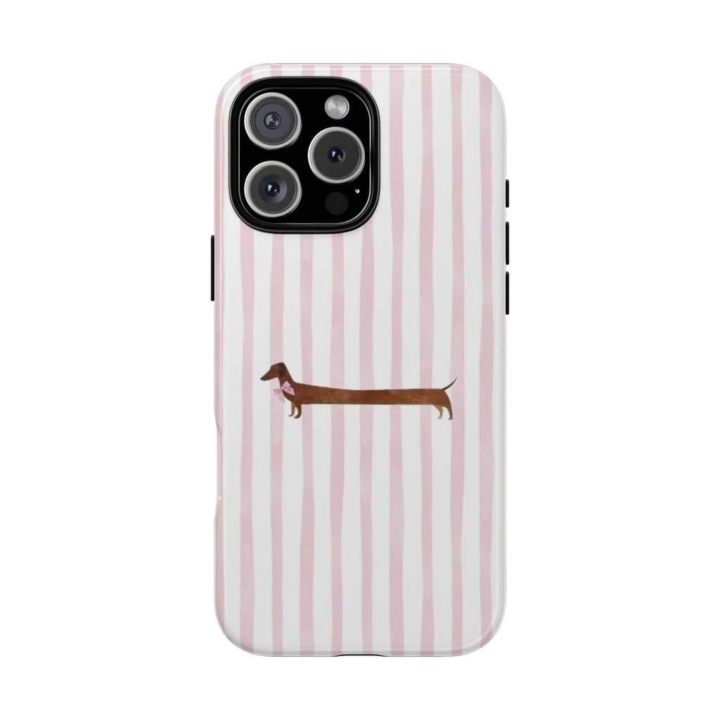 Dachshund Stripe Phone Case — Cute Pink Wiener Dog Protective Case