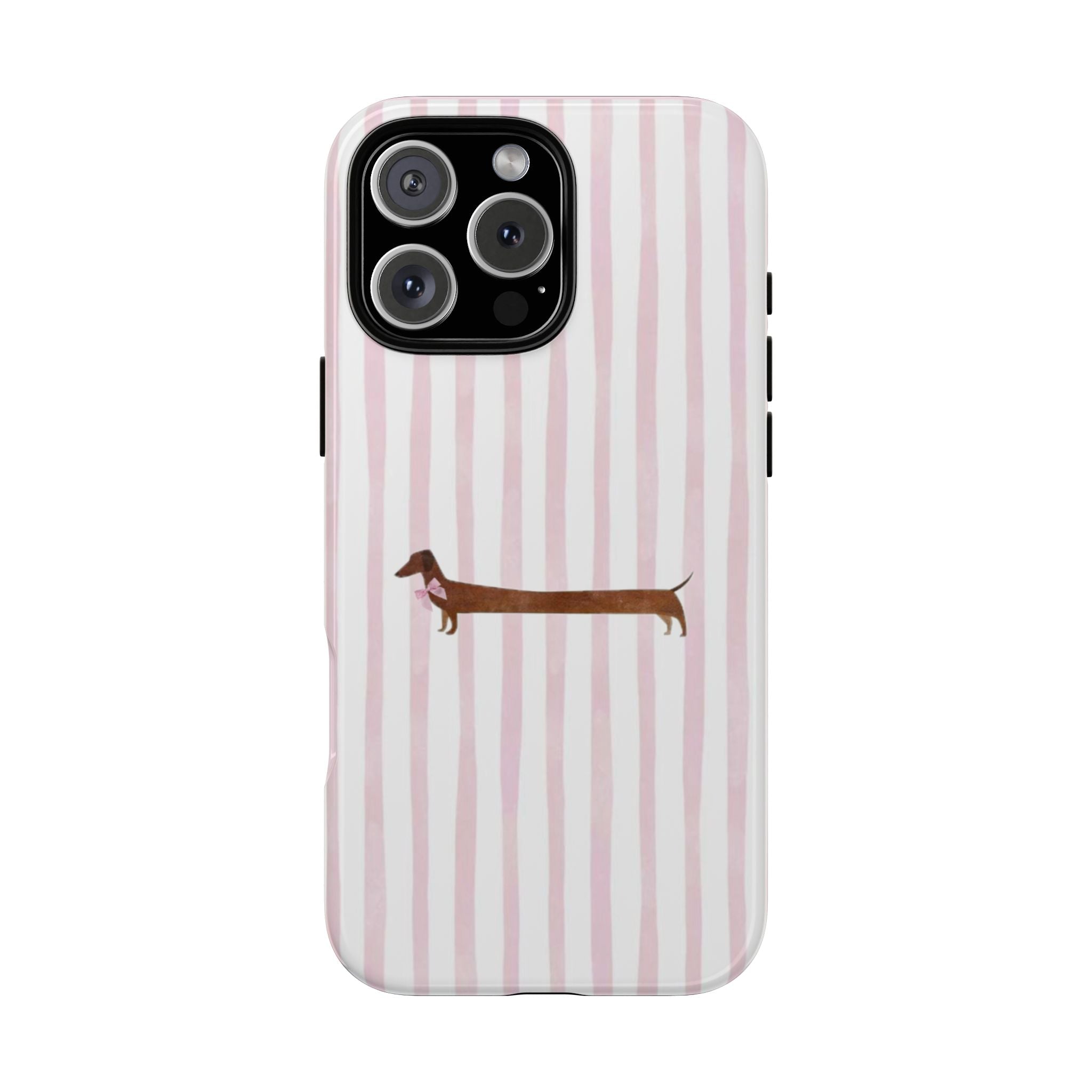 Dachshund Stripe Phone Case — Cute Pink Wiener Dog Protective Case