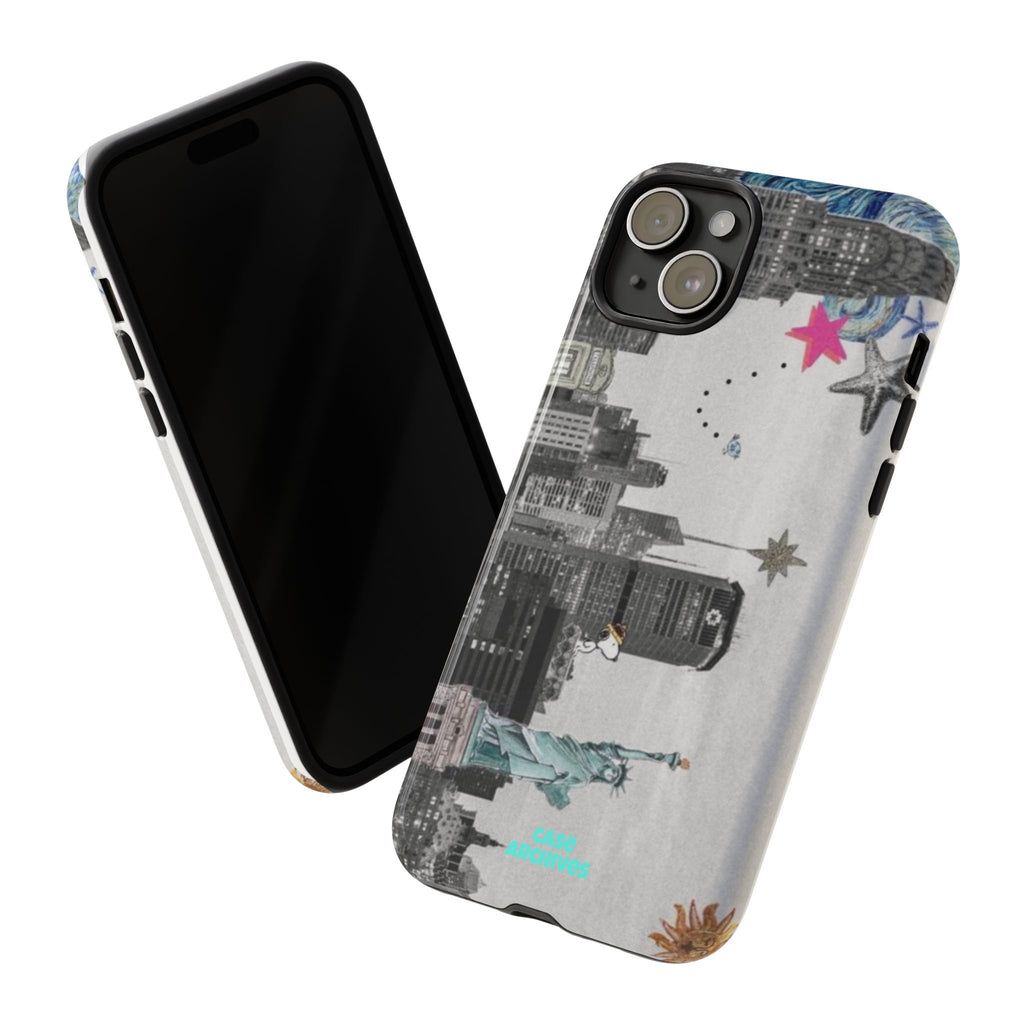 City Skyline Tough Phone Case – Statue of Liberty Urban Art Protective Cover