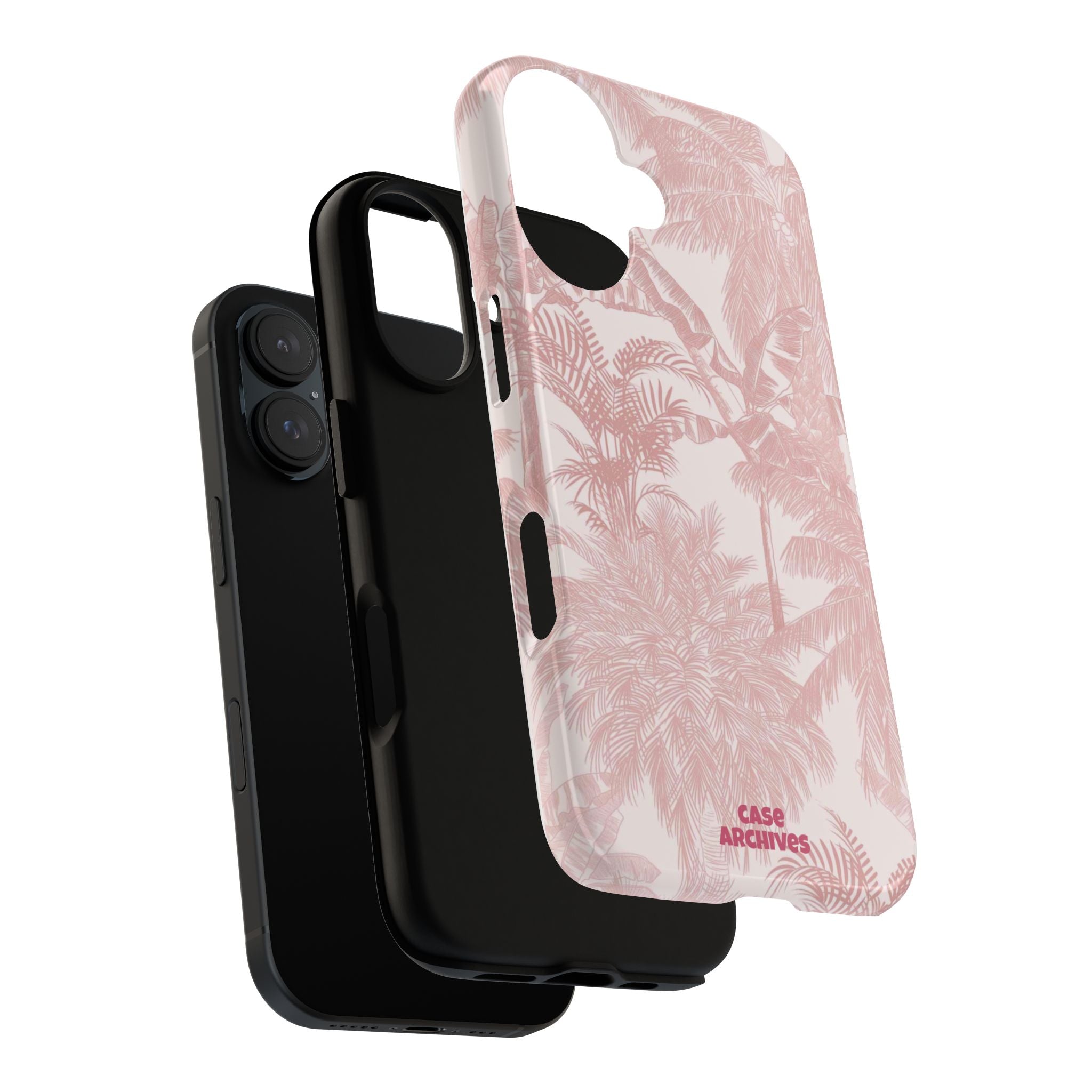 Pink Tropical Palm Tough Phone Case — Protective Floral iPhone Cover