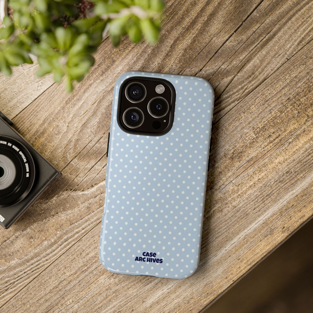 Pastel Blue Polka Dot Tough Phone Case — Protective iPhone Cover