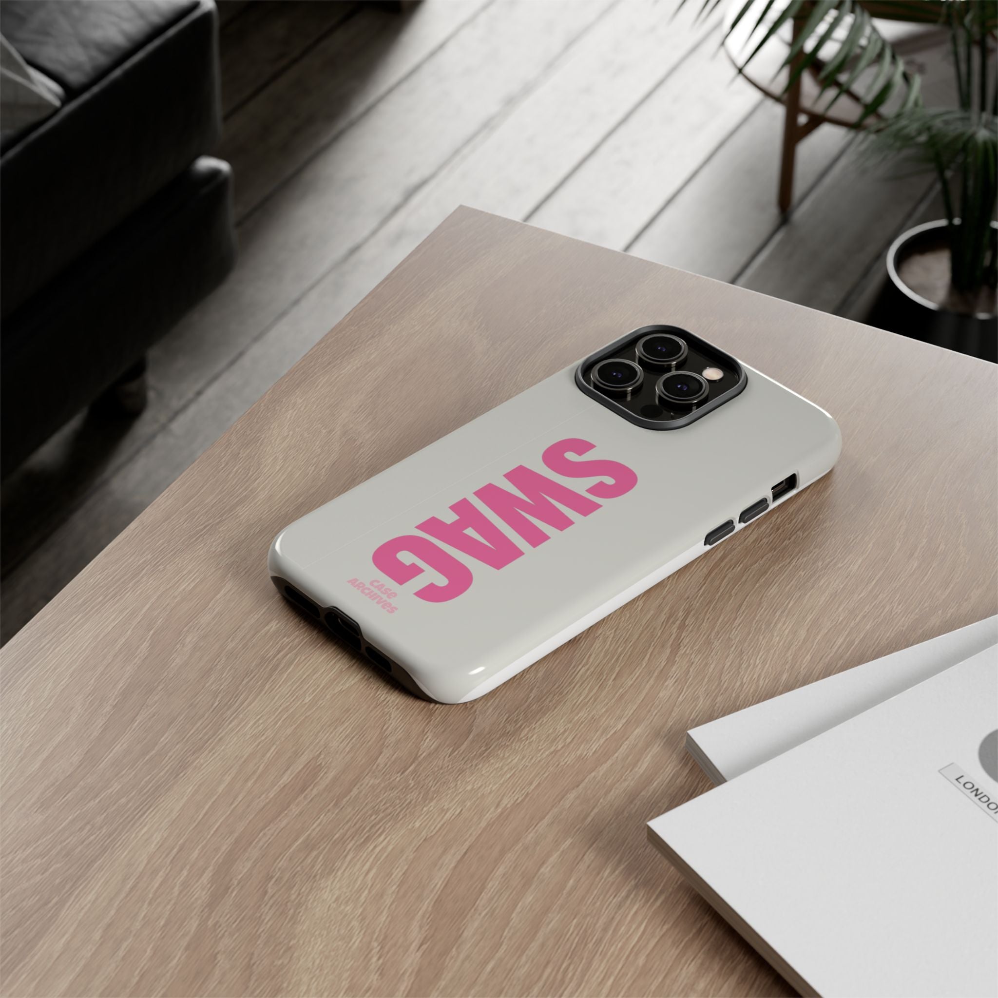 SWAG Phone Case — Bold Pink Vertical Text Tough Case