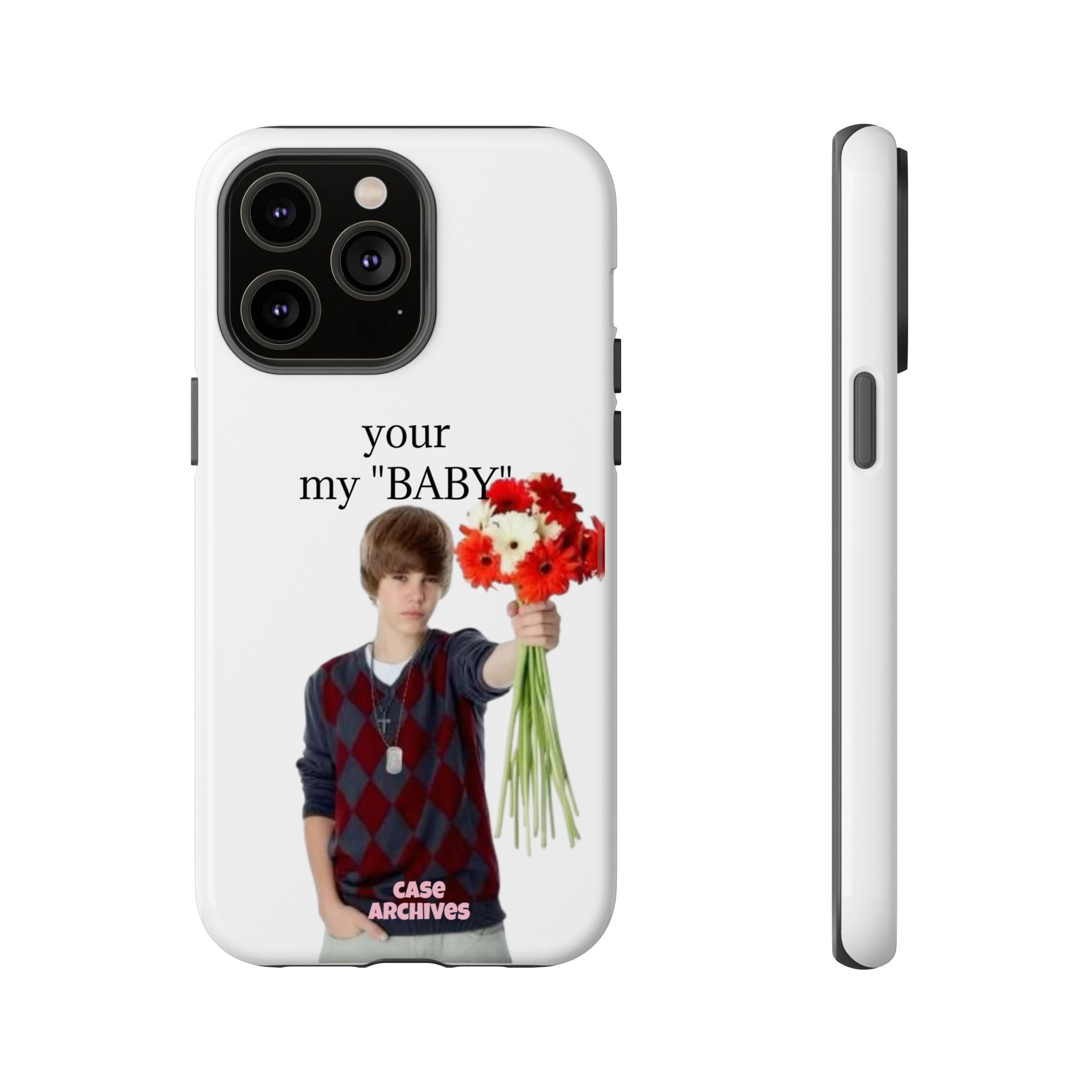 “your my 'BABY'” Justin Retro Photo Floral Design