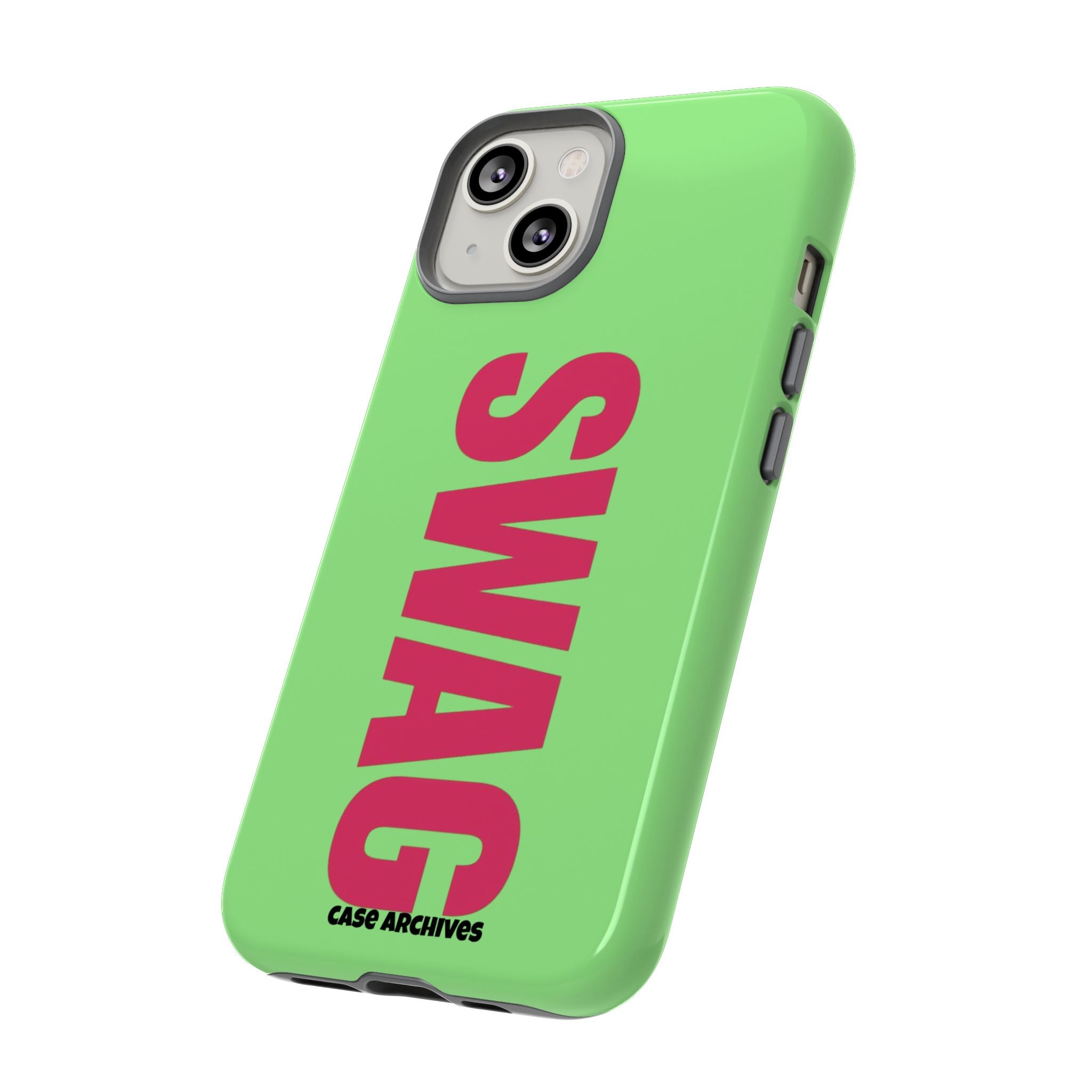 SWAG vertical text Phone Case | Lime green pink typography