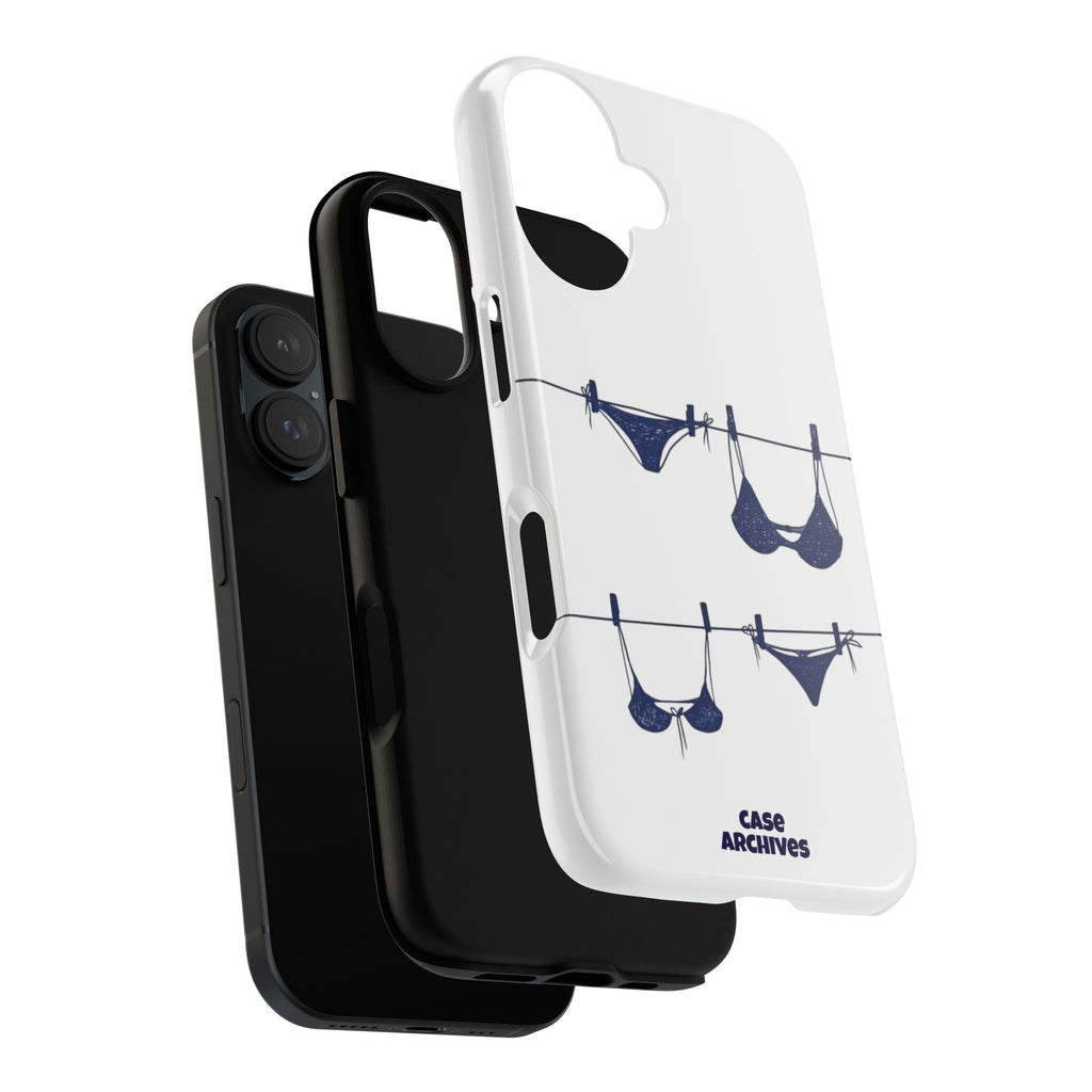Phone Case — Blue swimsuit Clothesline Illustration Protective Cover
