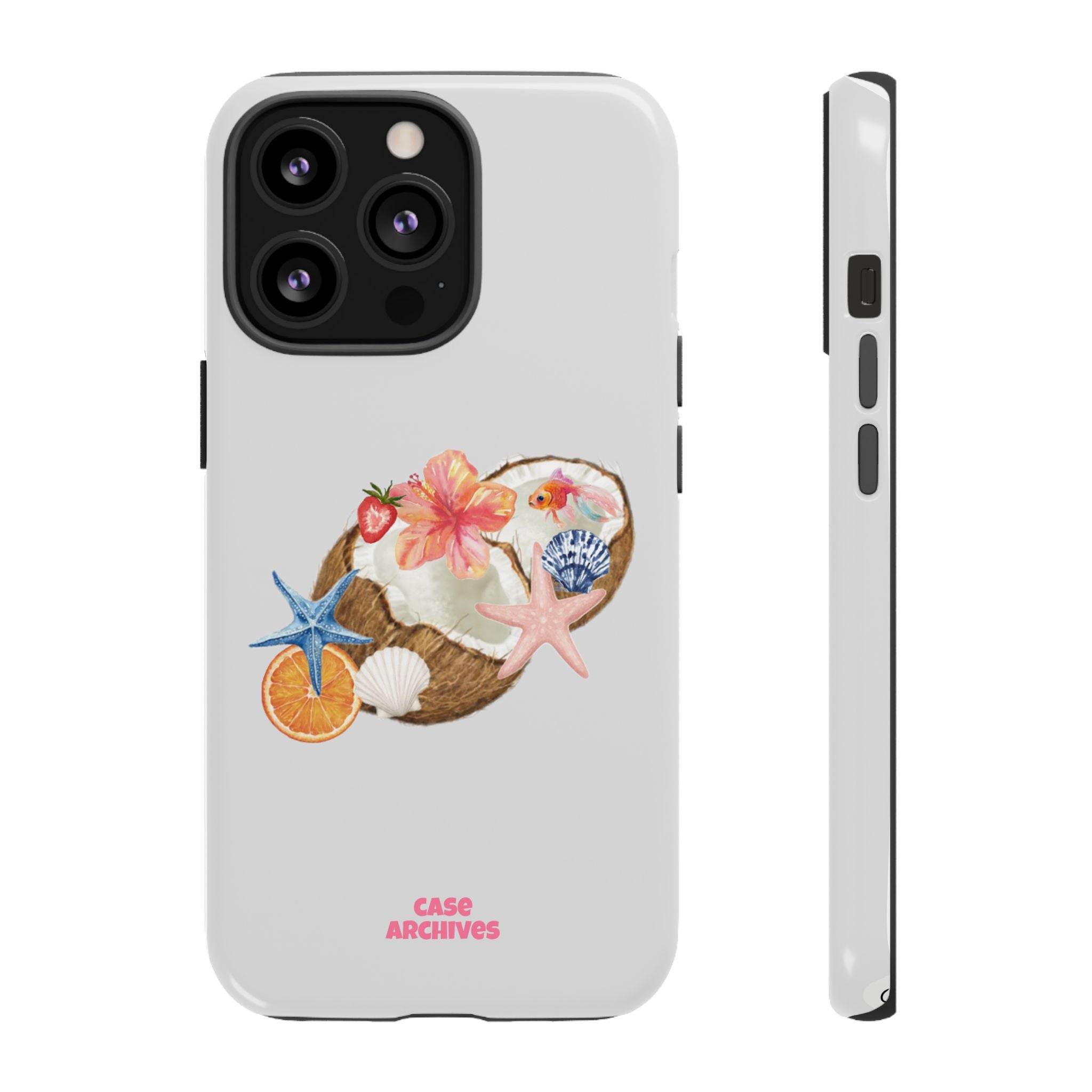 Beach Shells Tough Phone Case — Tropical Starfish & Hibiscus Design