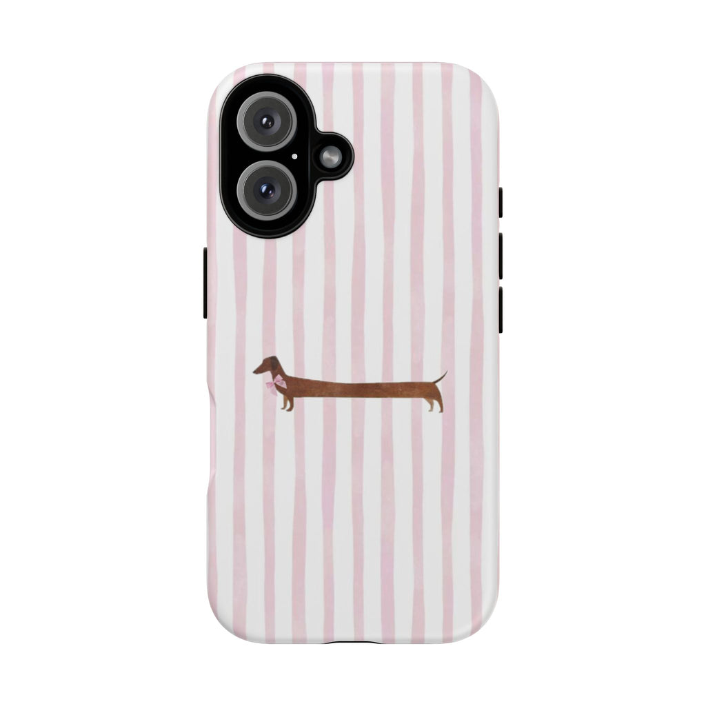 Dachshund Stripe Phone Case — Cute Pink Wiener Dog Protective Case