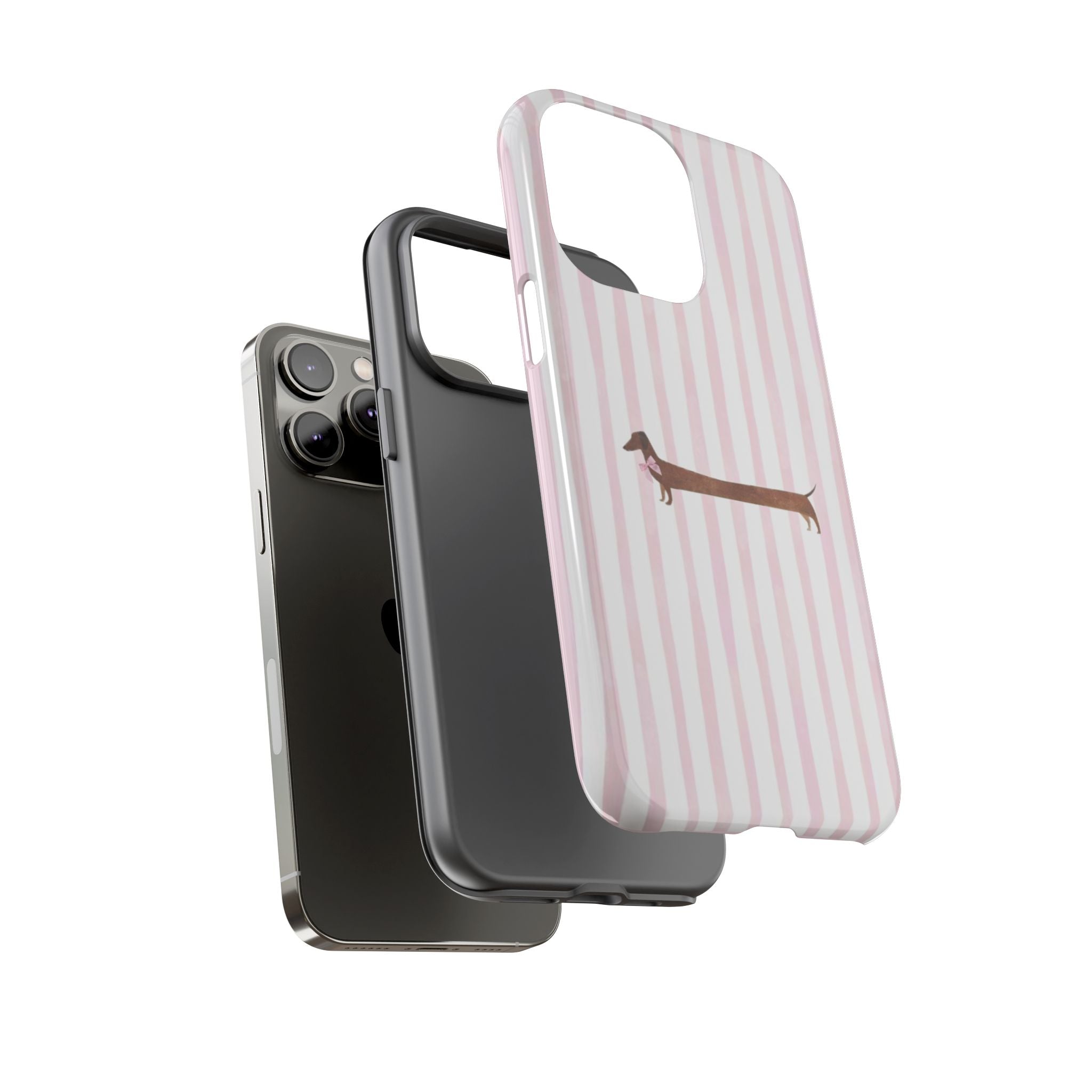 Dachshund Stripe Phone Case — Cute Pink Wiener Dog Protective Case