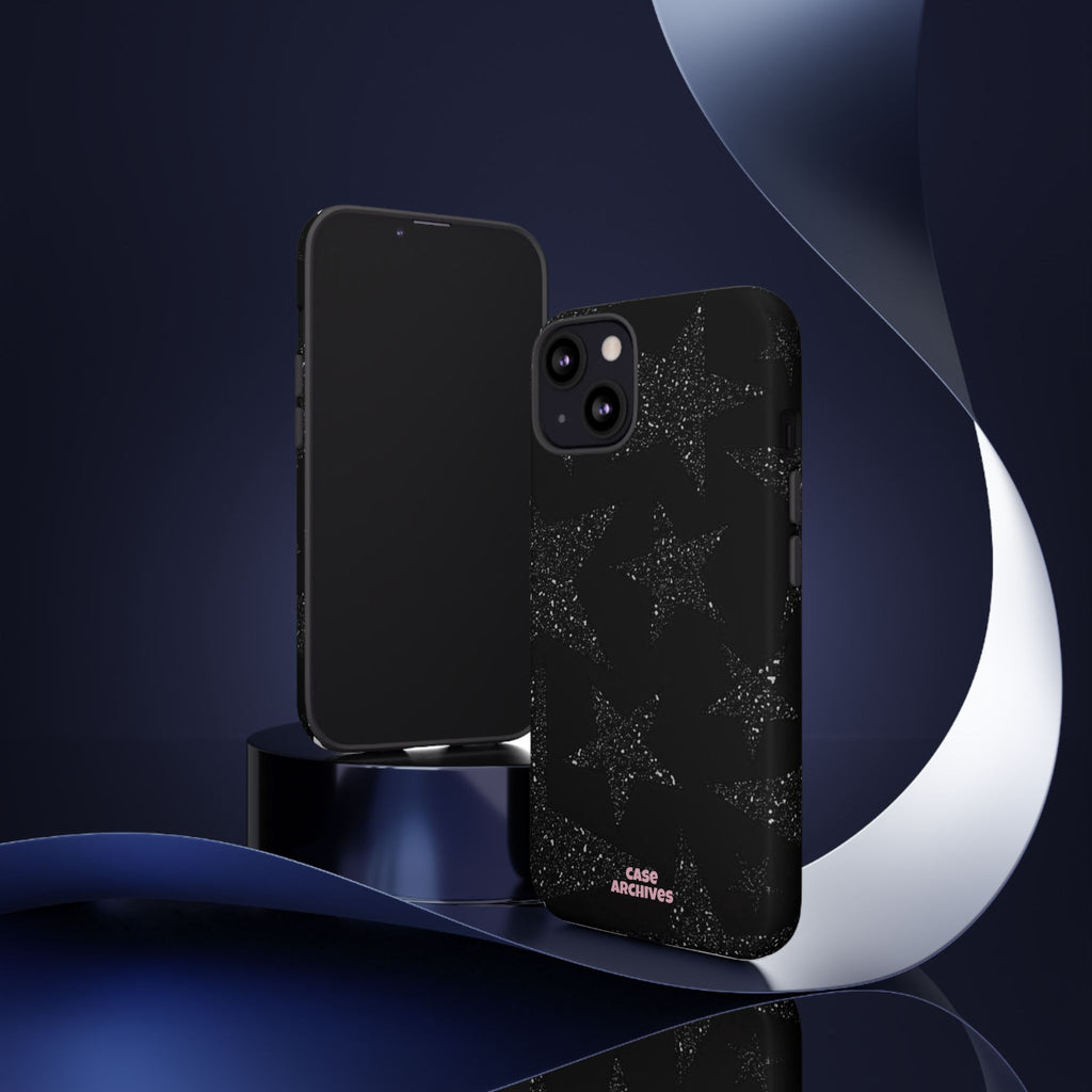 Glitter Star Tough Case — Black Sparkle Phone Protection