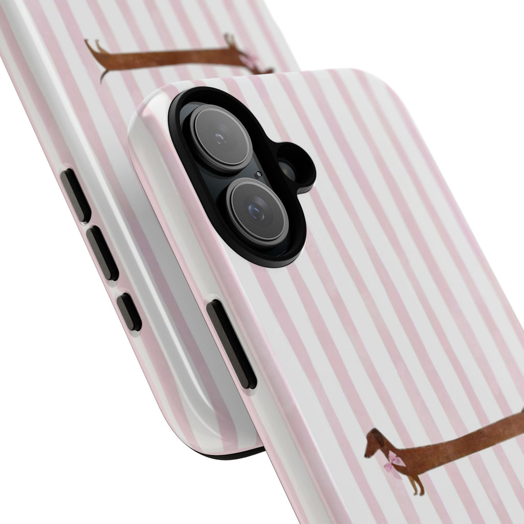 Dachshund Stripe Phone Case — Cute Pink Wiener Dog Protective Case
