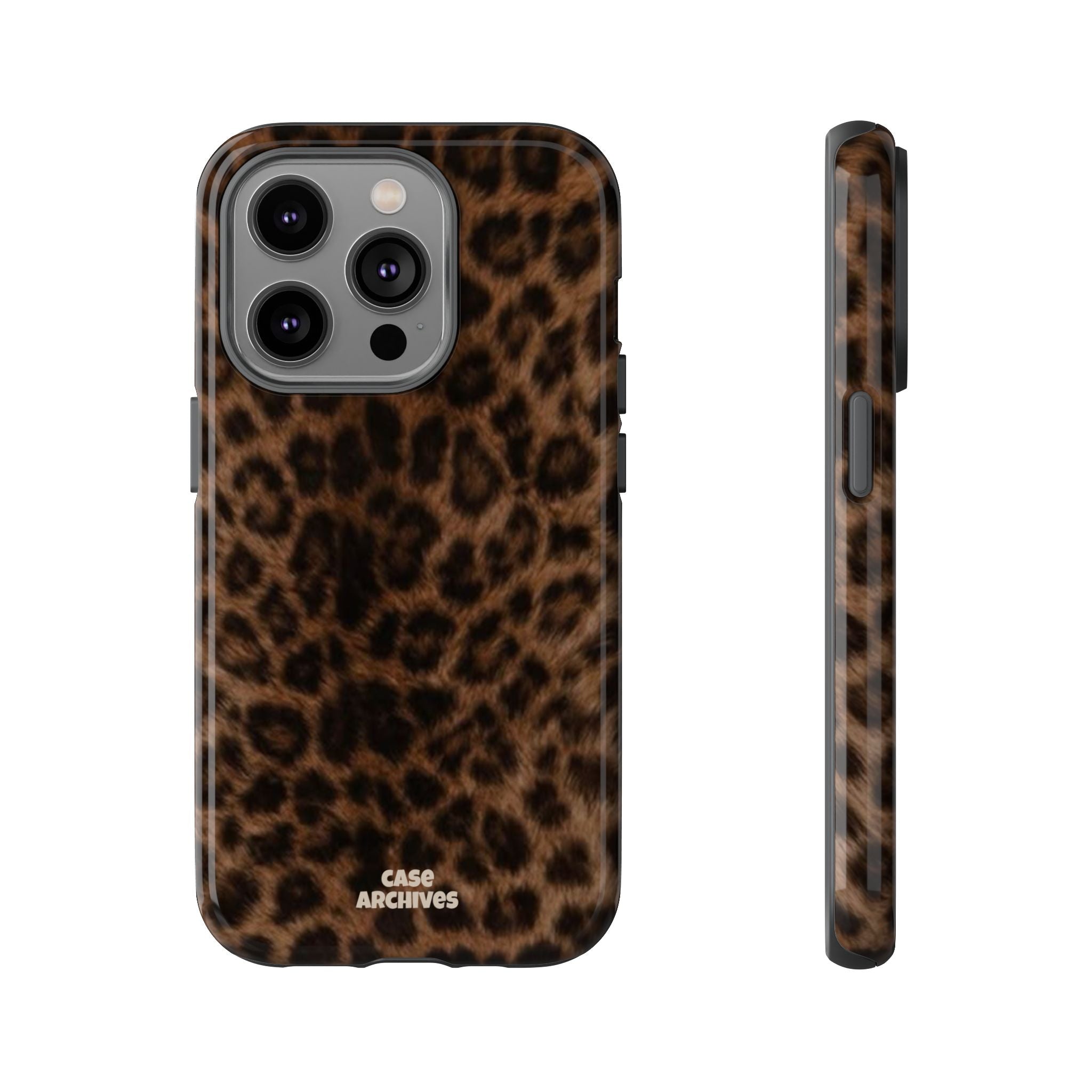 Leopard Print Phone Case — Protective Tough Case with Brown Animal Print